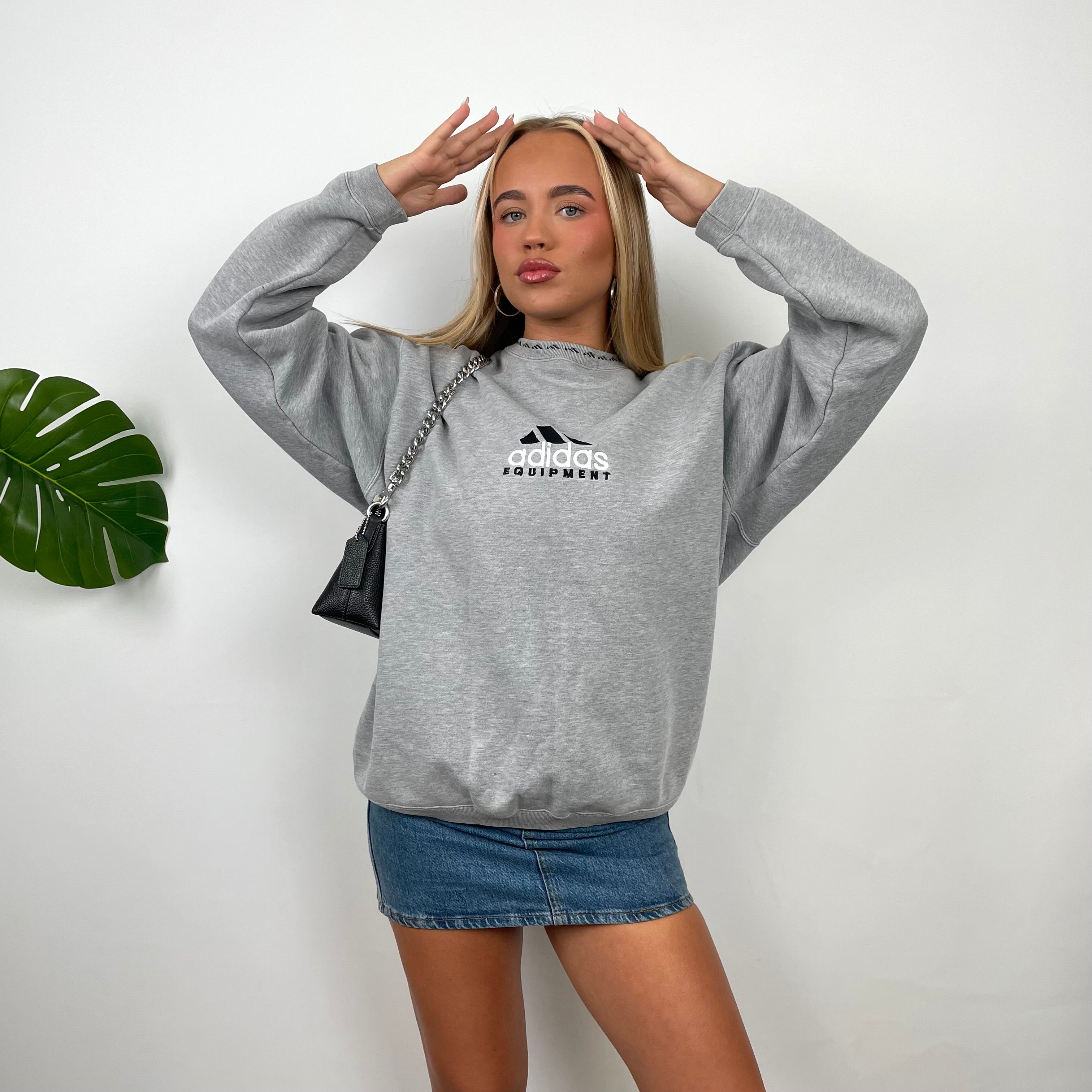 Adidas Equipment RARE Grey Embroidered Spell Out Sweatshirt (M)