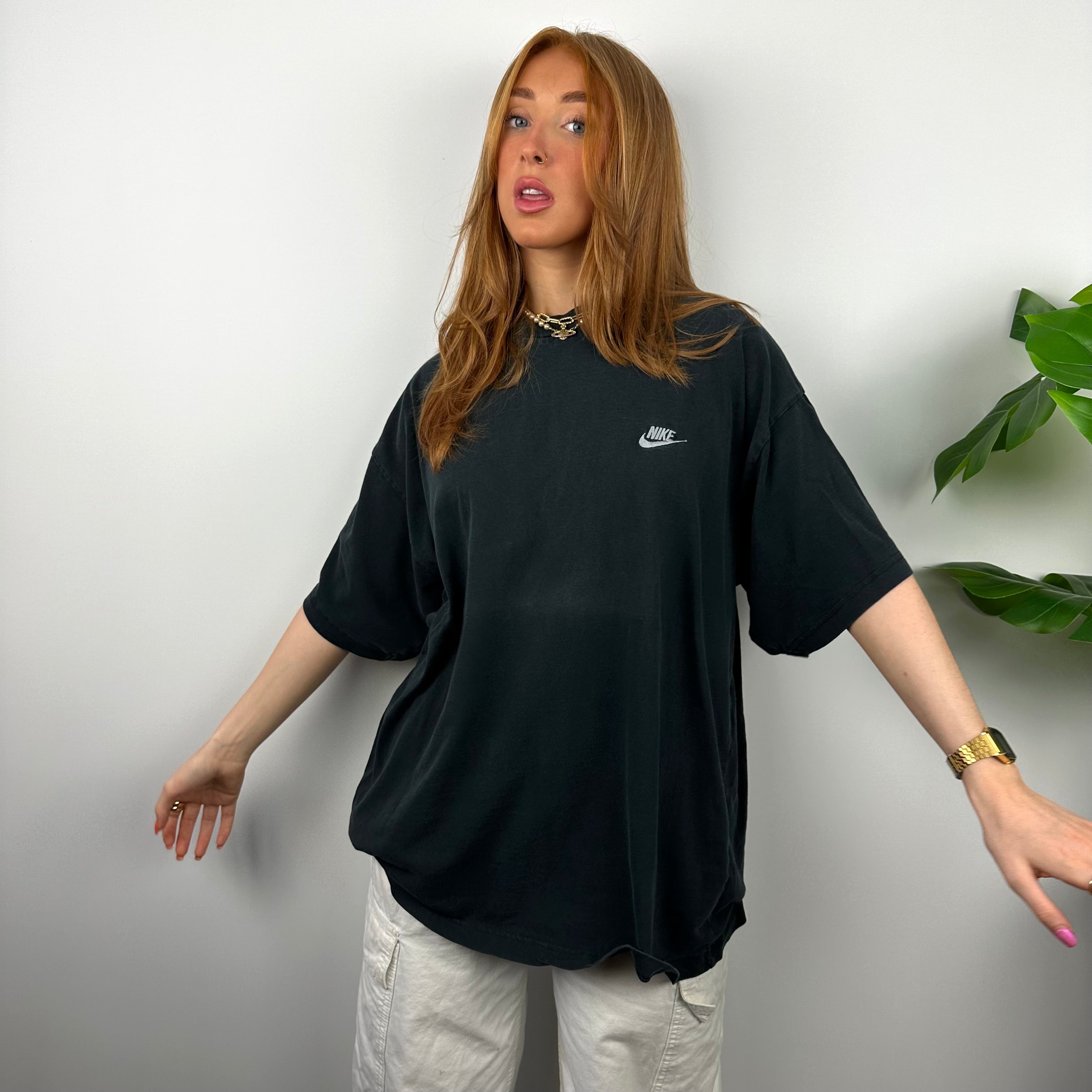Nike RARE Black Embroidered Spell Out T Shirt (XL)