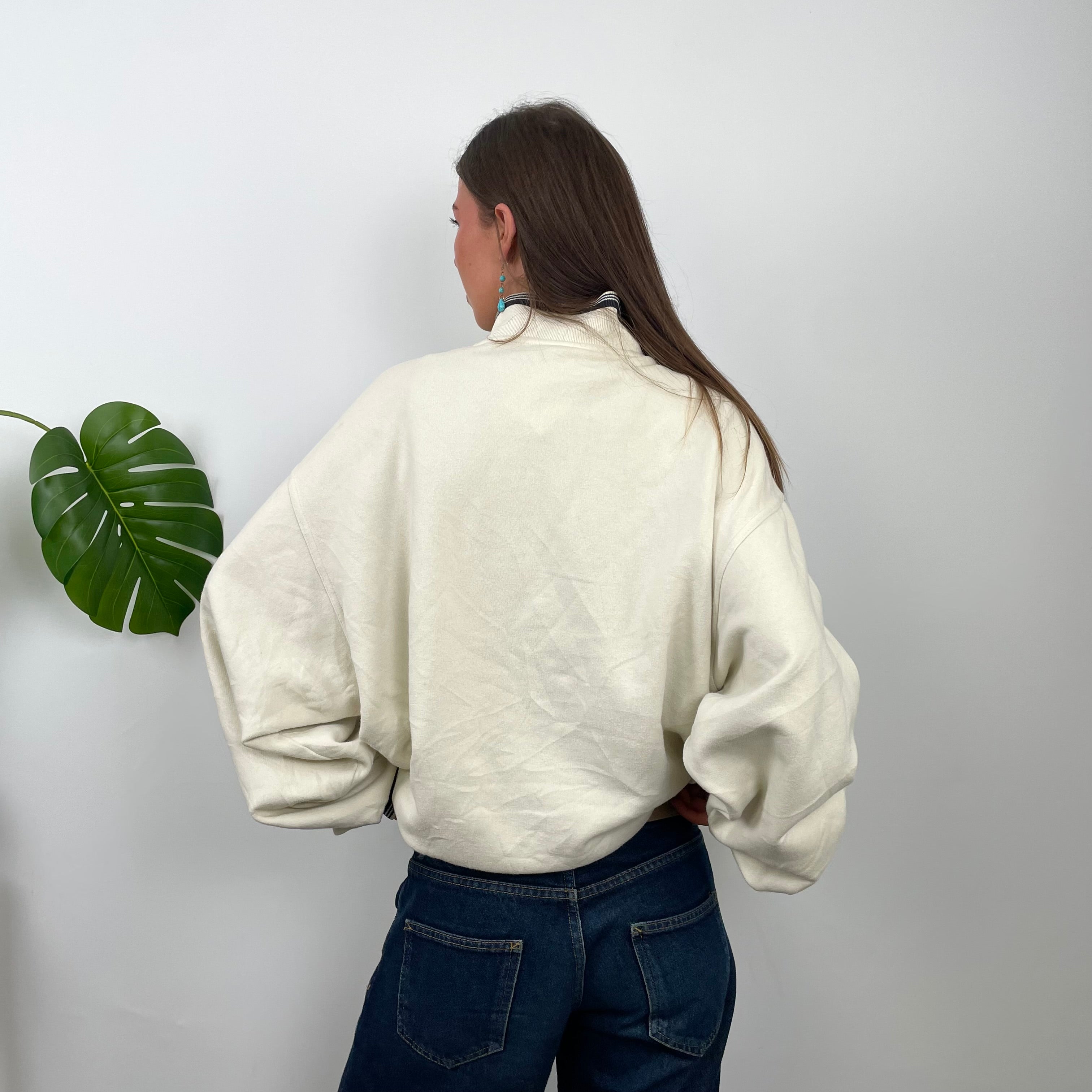 Adidas Cream Quarter Zip Sweatshirt (L)