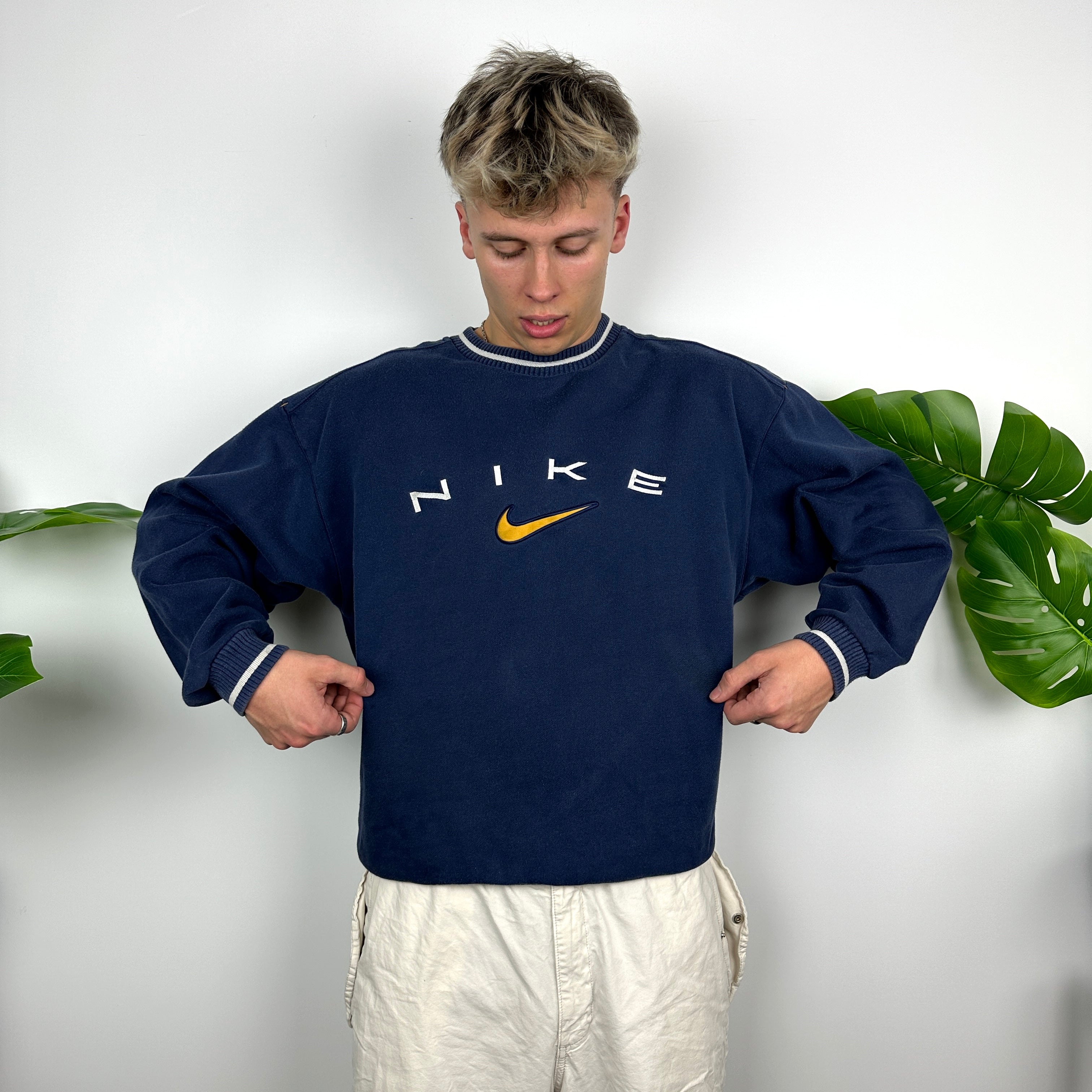 Nike Navy Embroidered Spell Out Sweatshirt (M)