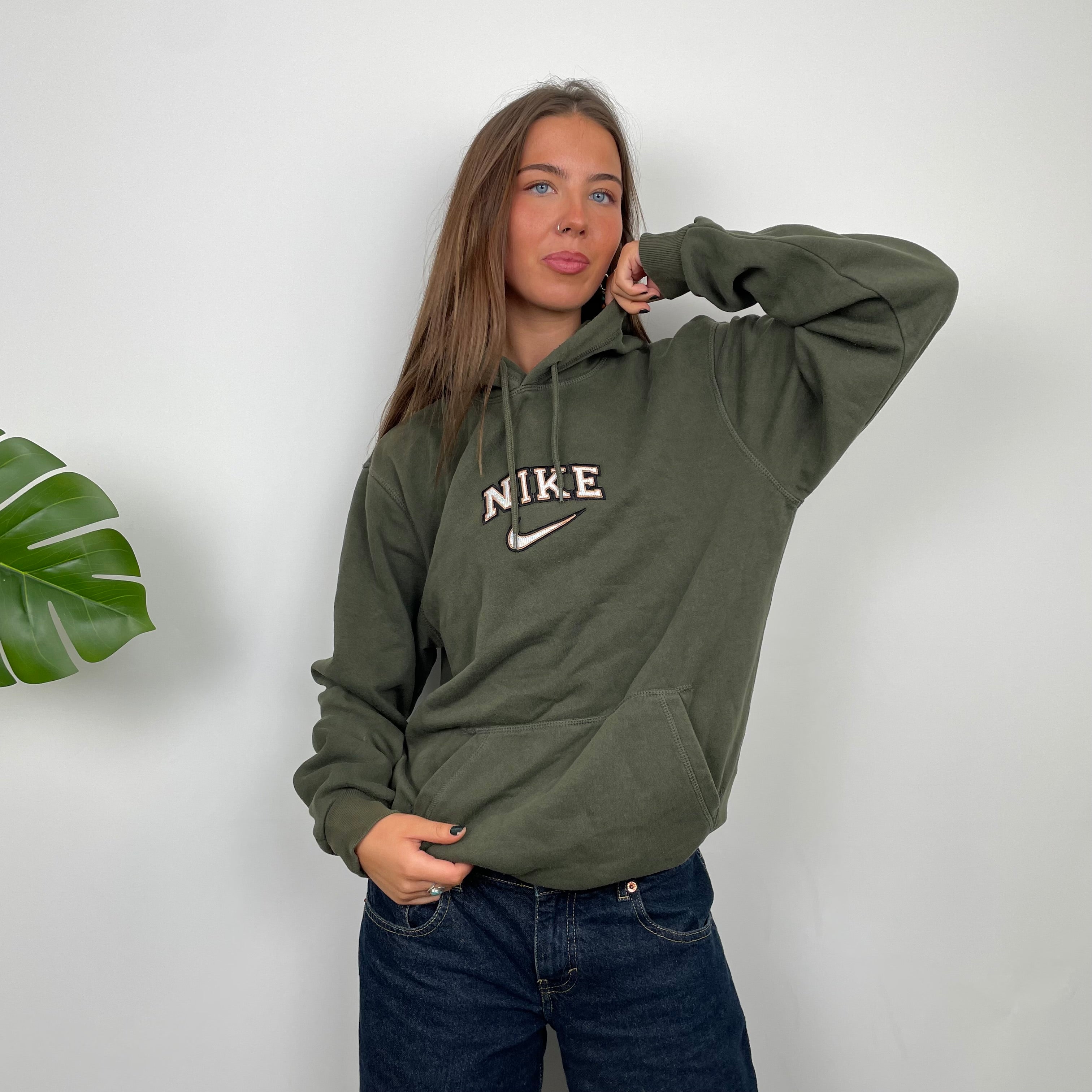 Nike Green Embroidered Spell Out Hoodie (M)