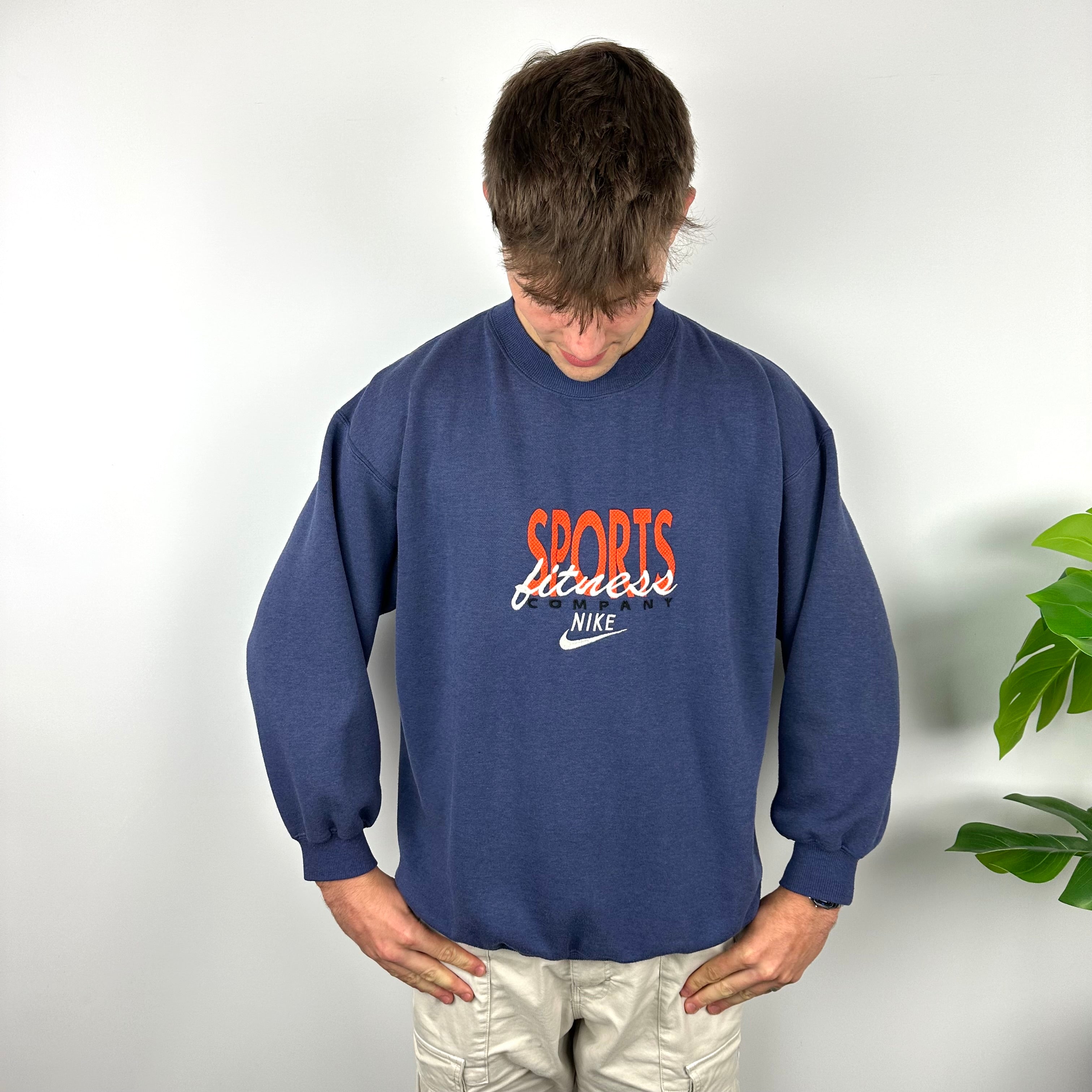 Nike Sports & Fitness Navy Embroidered Spell Out Sweatshirt (L)