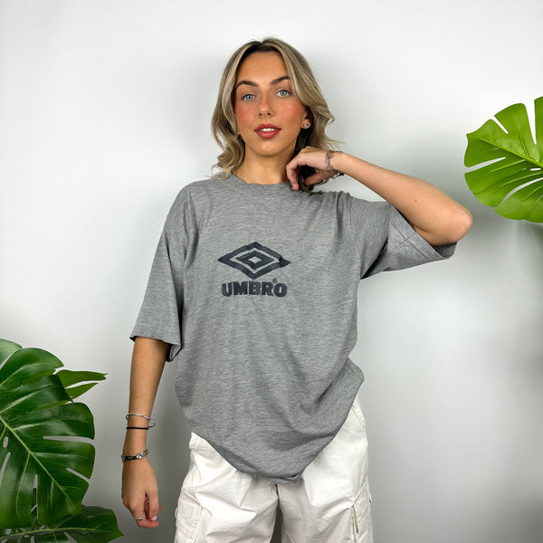 Umbro Grey Embroidered Spell Out T Shirt (XXL)