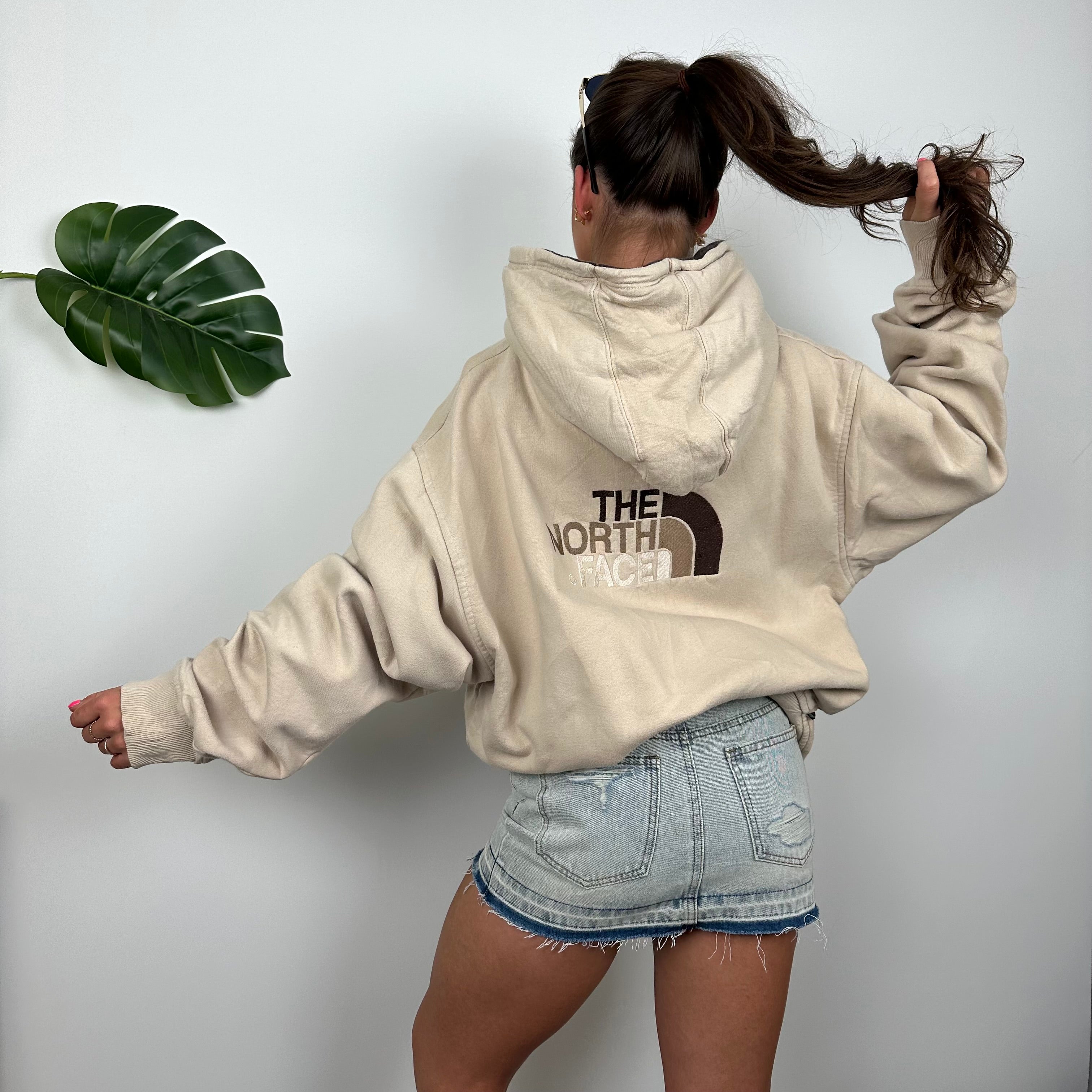 North Face Cream Spell Out Hoodie (XXL)