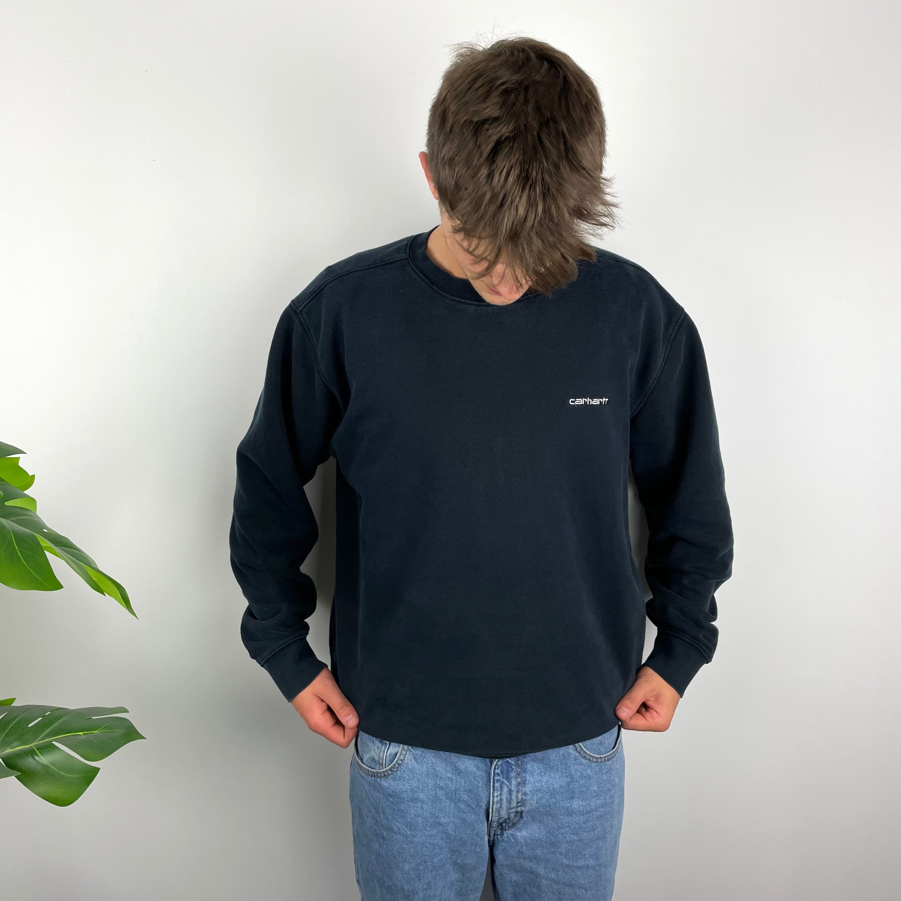 Carhartt RARE Navy Embroidered Spell Out Sweatshirt (L)