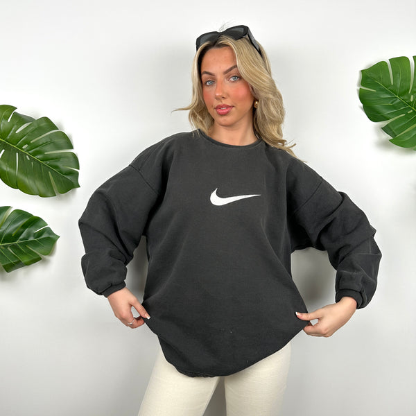 Nike Black Embroidered Swoosh Sweatshirt (L)