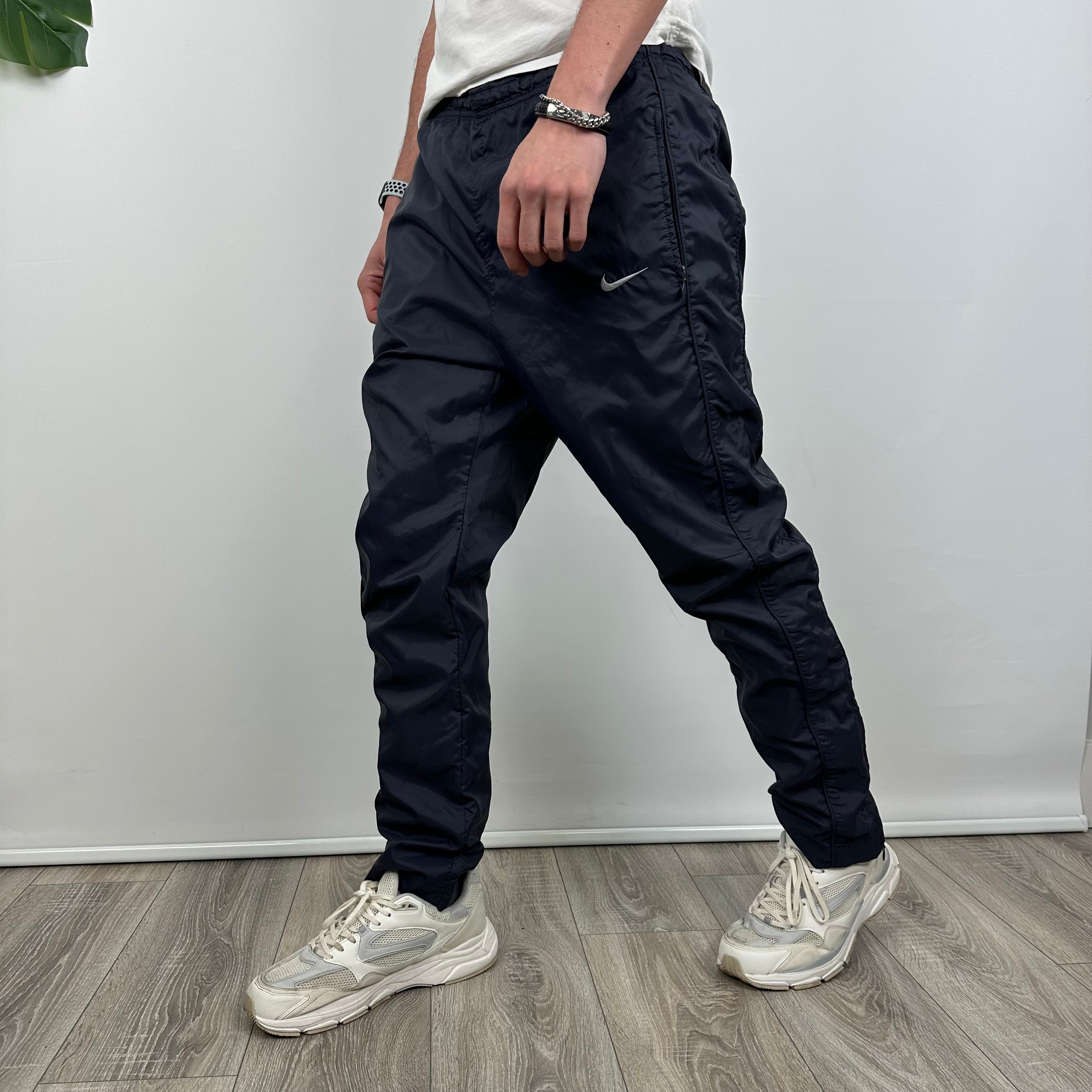 Nike Navy Embroidered Swoosh Track Pants (M)