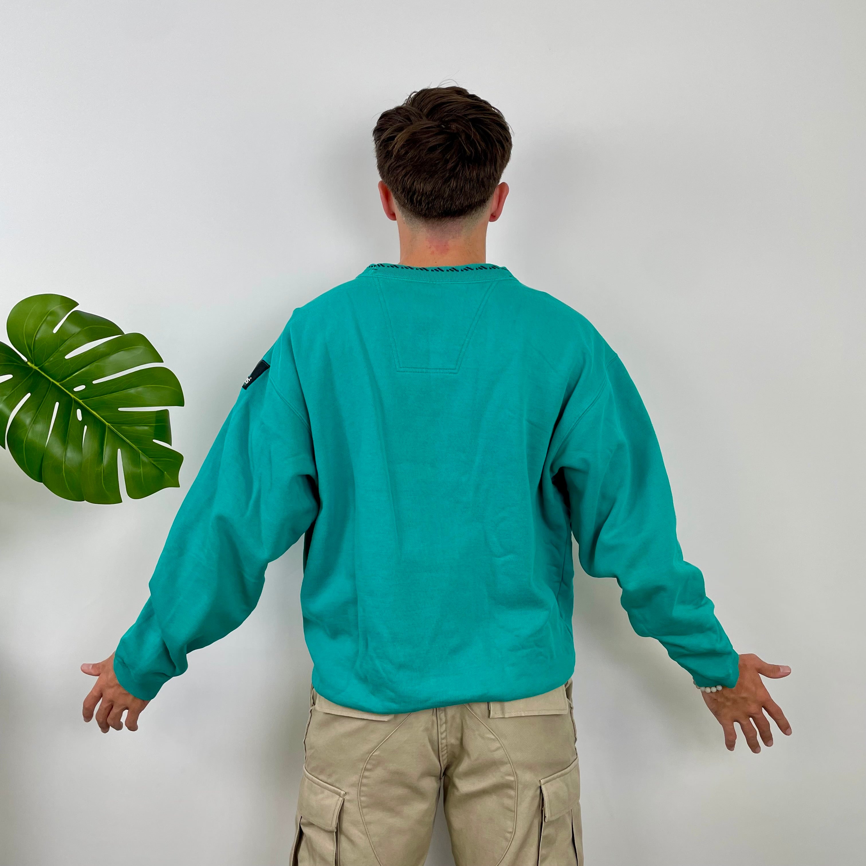 Adidas Equipment Turquoise Blue Embroidered Spell Out Sweatshirt (L)