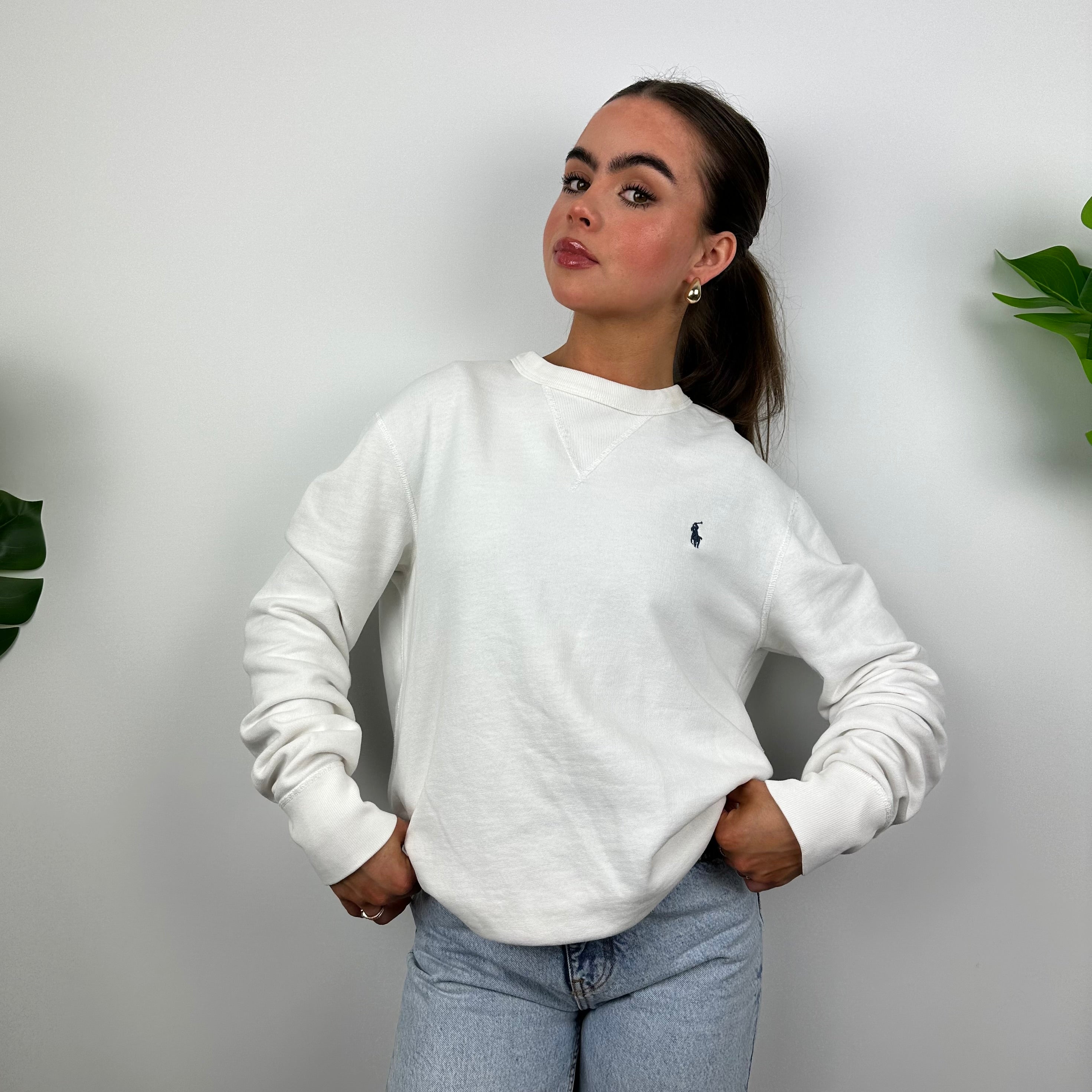 Polo Ralph Lauren White Embroidered Logo Sweatshirt (M)