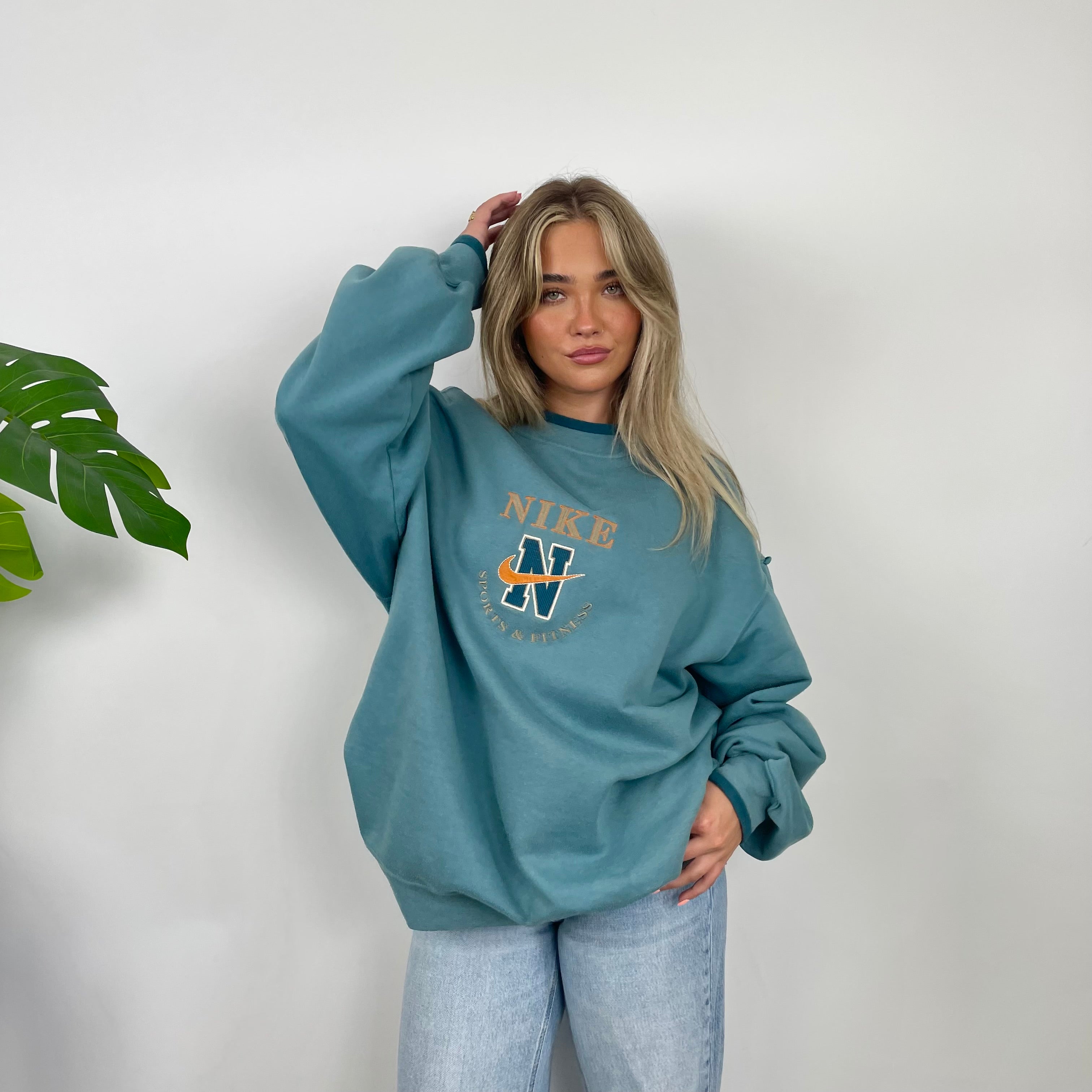 Nike Green Embroidered Swoosh Sweatshirt (XL)