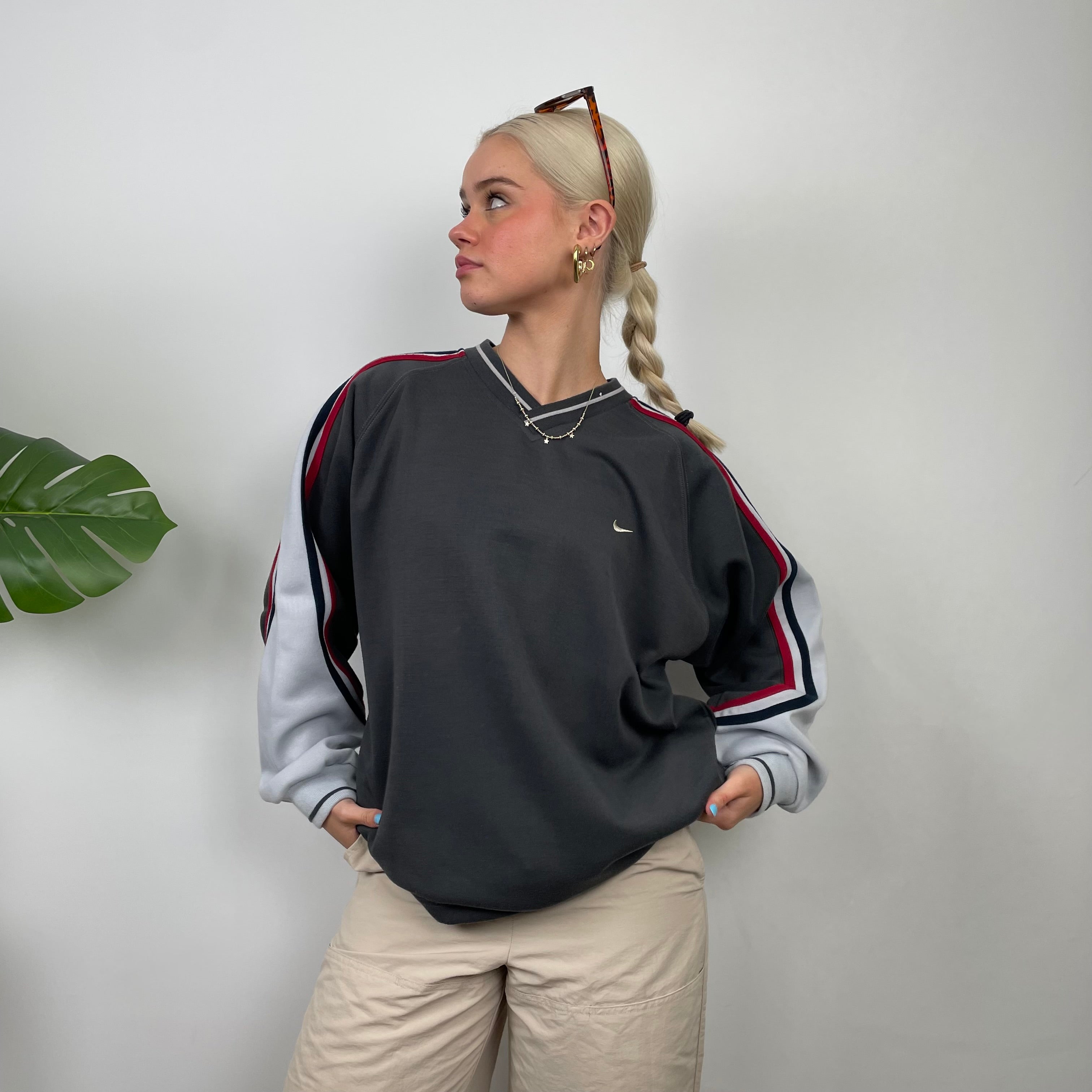 Nike Black Embroidered Swoosh Sweatshirt (L)