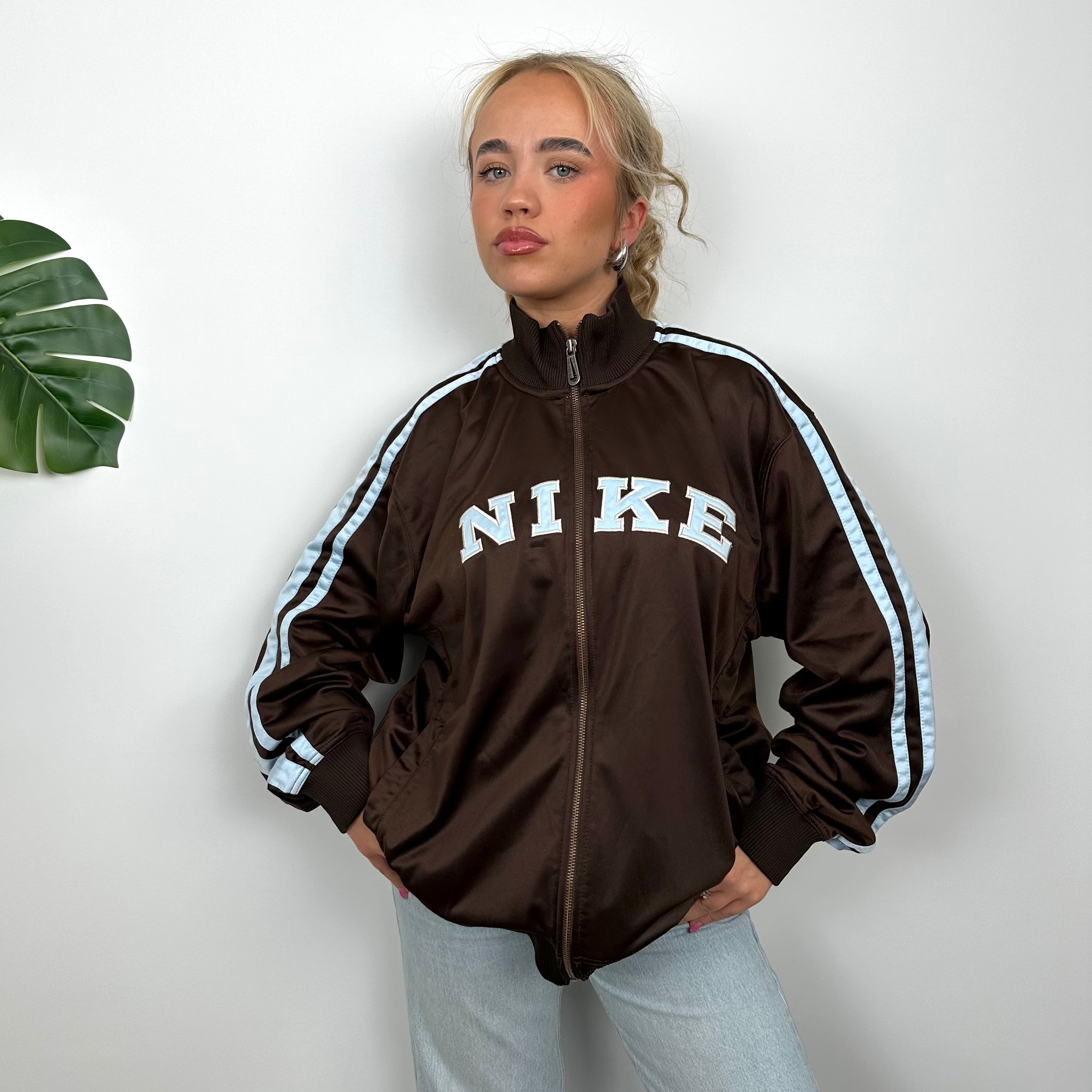 Nike Brown Embroidered Spell Out Track Jacket (M)