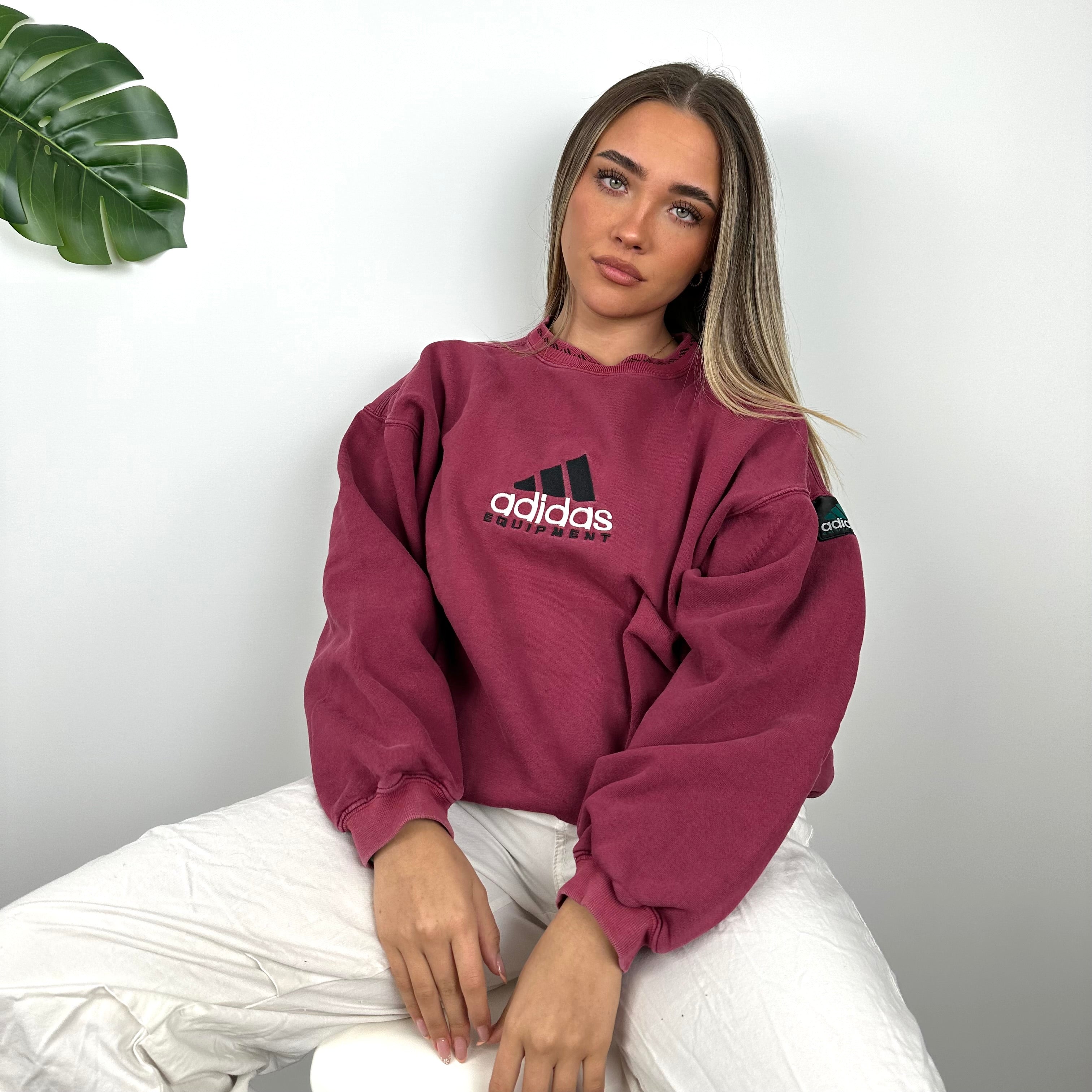 Adidas Equipment RARE Maroon Embroidered Spell Out Sweatshirt (M)