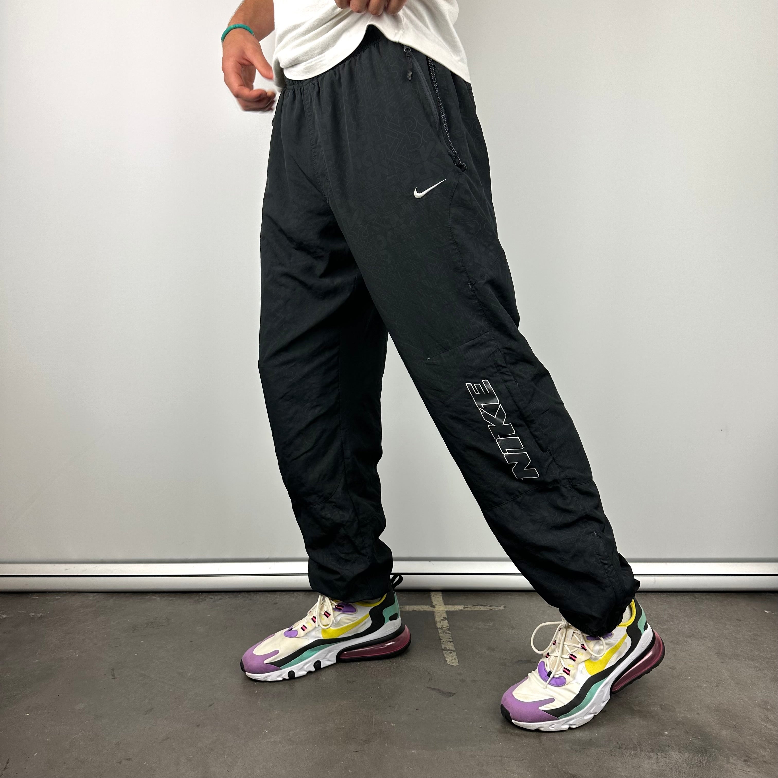 Nike Black Spell Out Track Pants (XL)