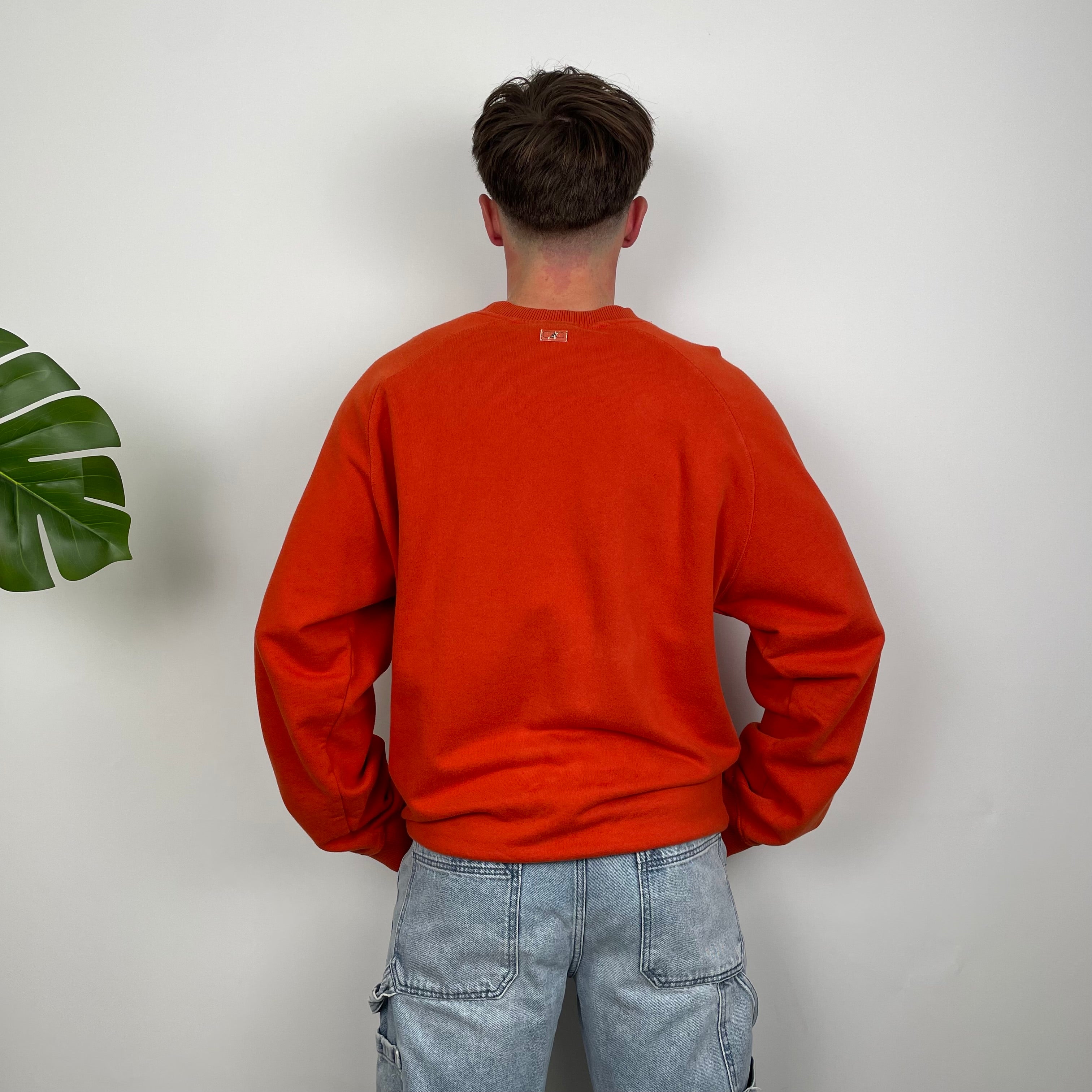 Adidas Orange Embroidered Spell Out Sweatshirt (XL)