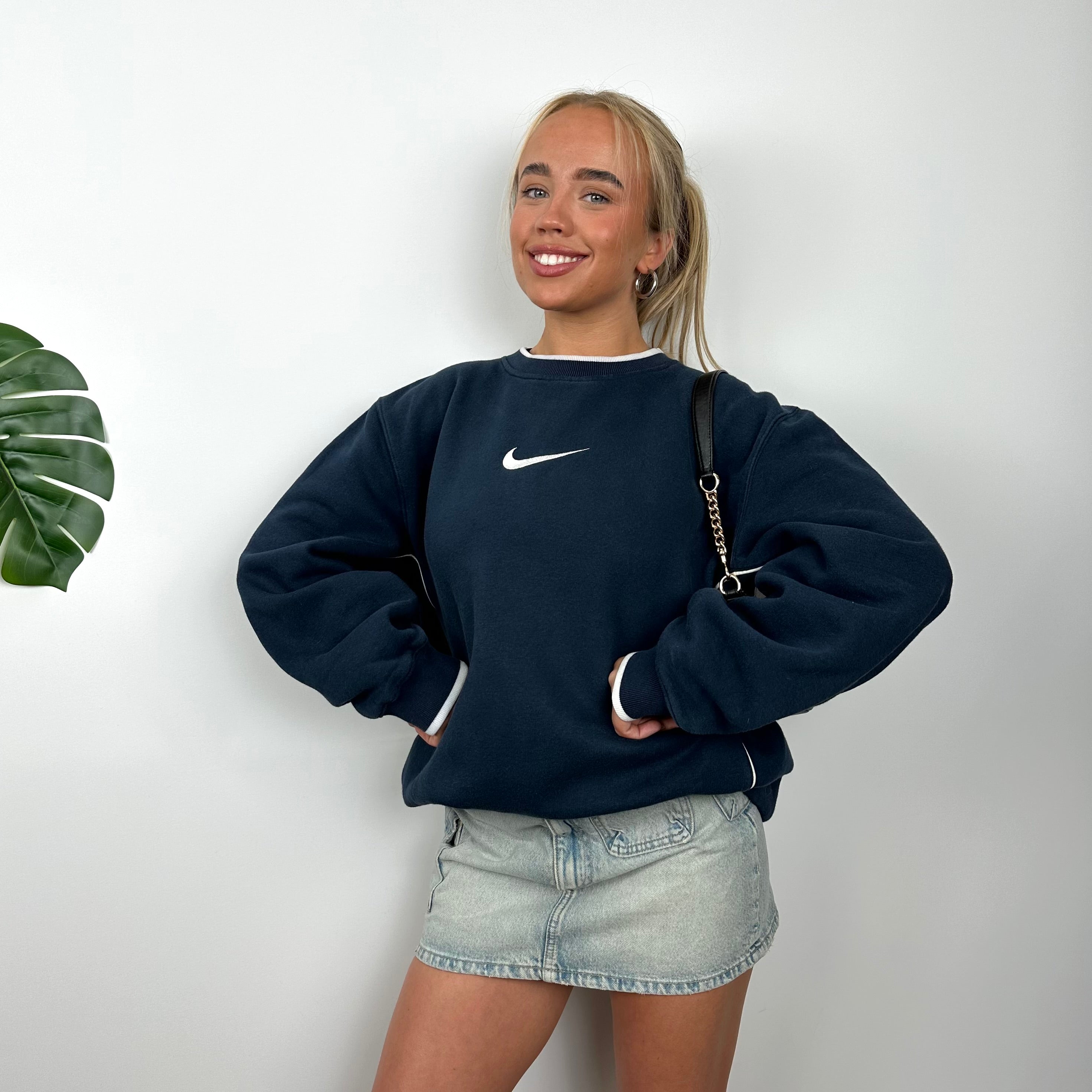 Nike Navy Embroidered Swoosh Sweatshirt (L)