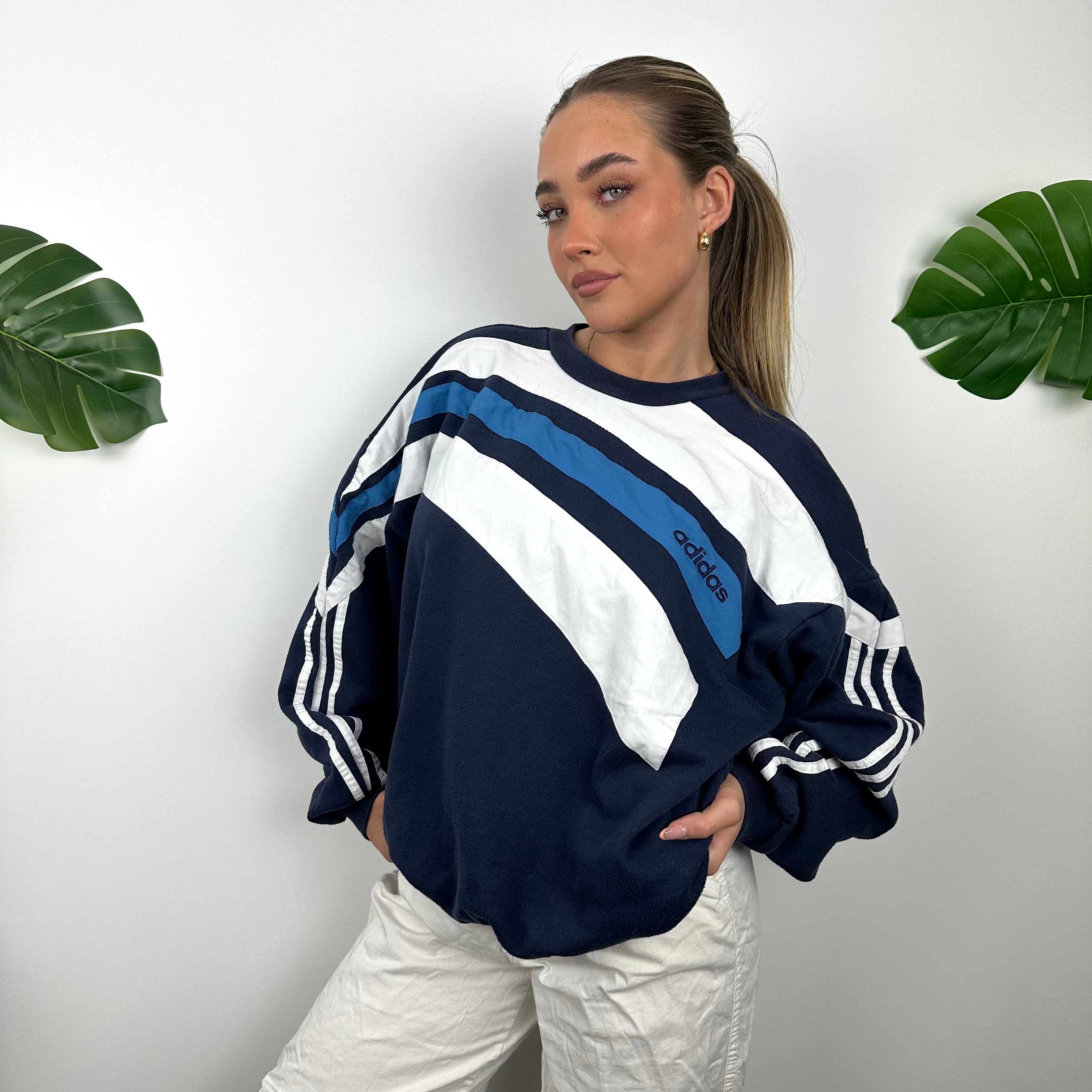 Adidas Embroidered Spell Out Colour Block Sweatshirt (M)