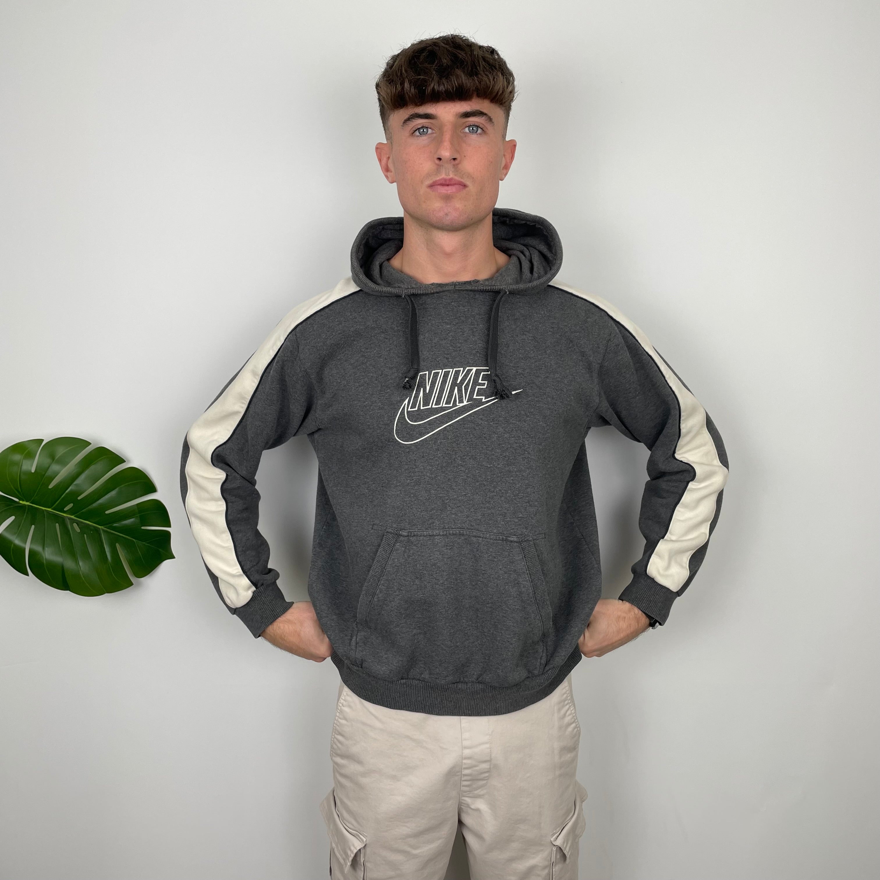 Nike Grey Embroidered Spell Out Hoodie (M)