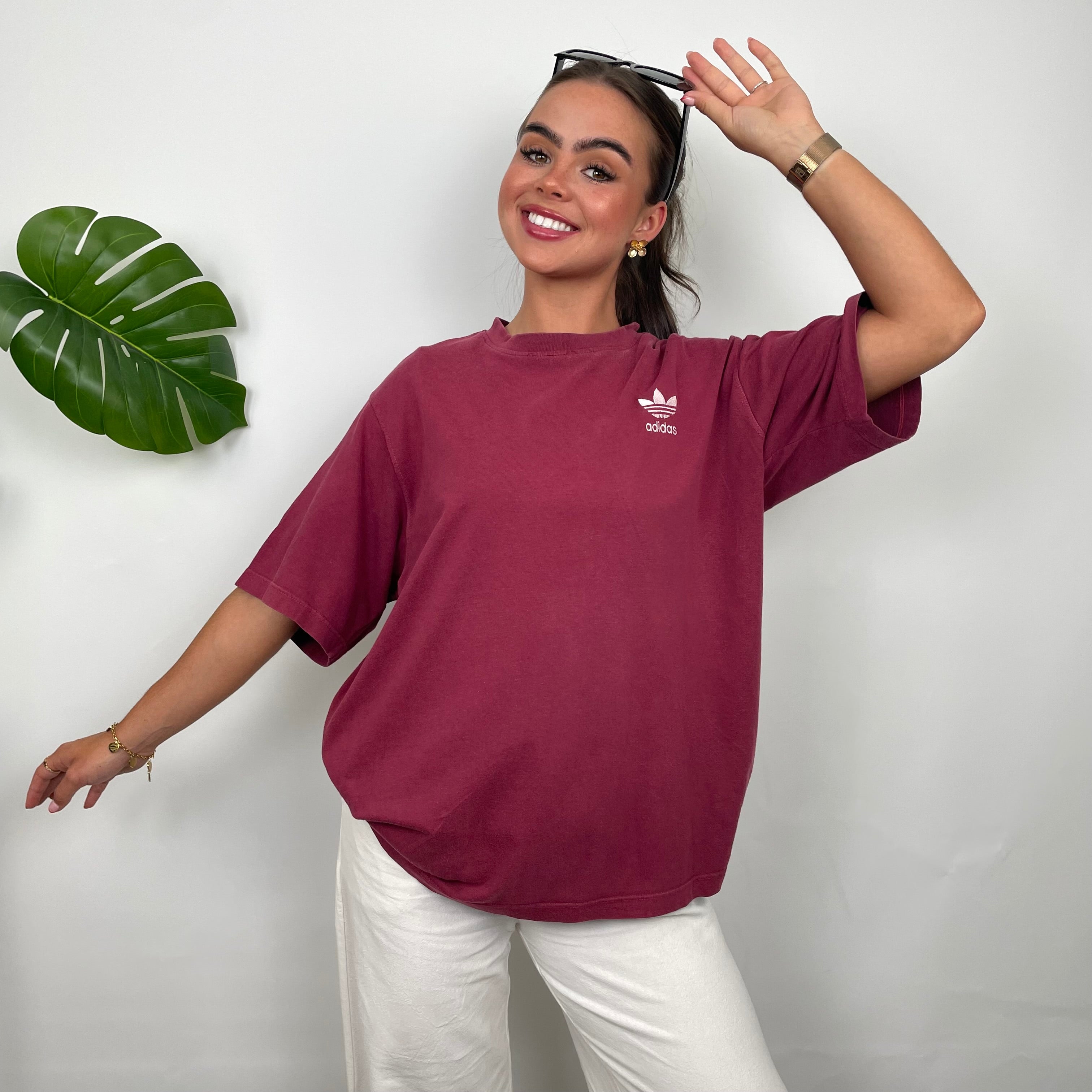 Adidas RARE Red Embroidered Spell Out T Shirt (M)