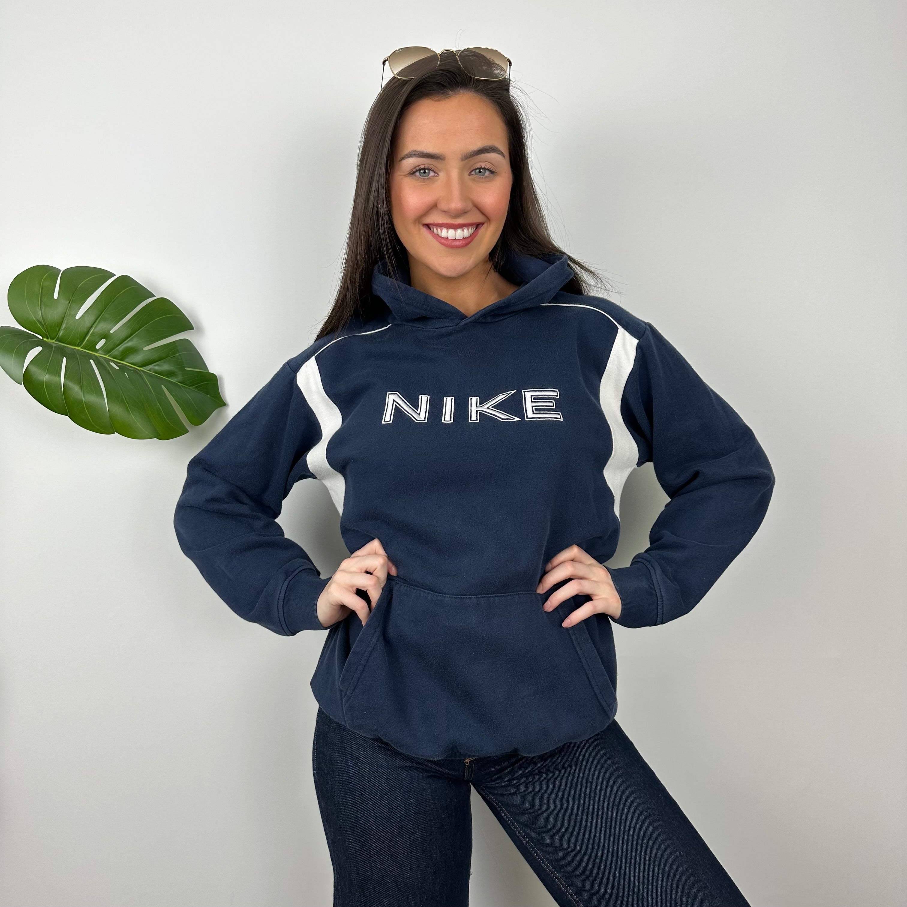 Nike Navy Embroidered Spell Out Hoodie (M)