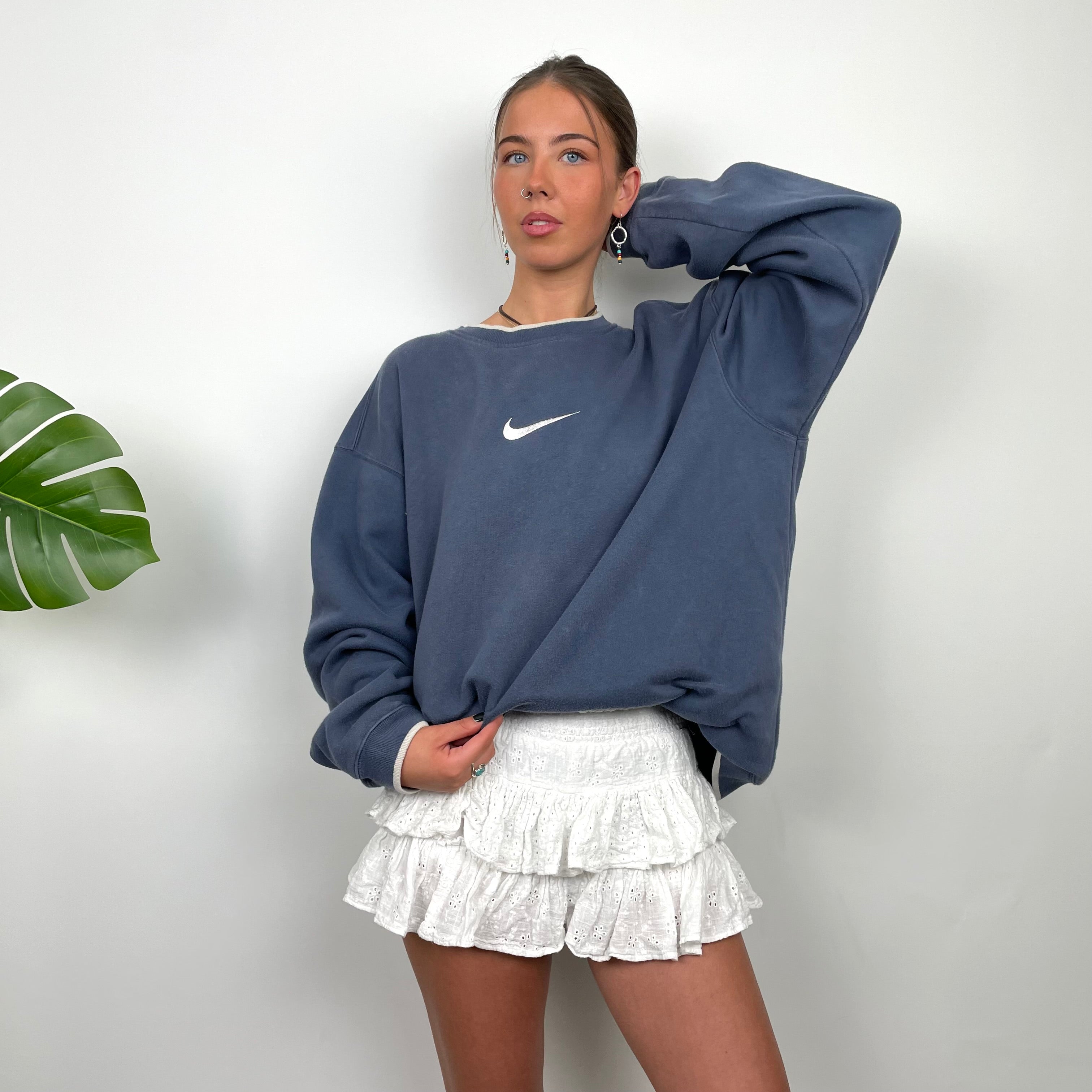 Nike Navy Embroidered Swoosh Sweatshirt (S)