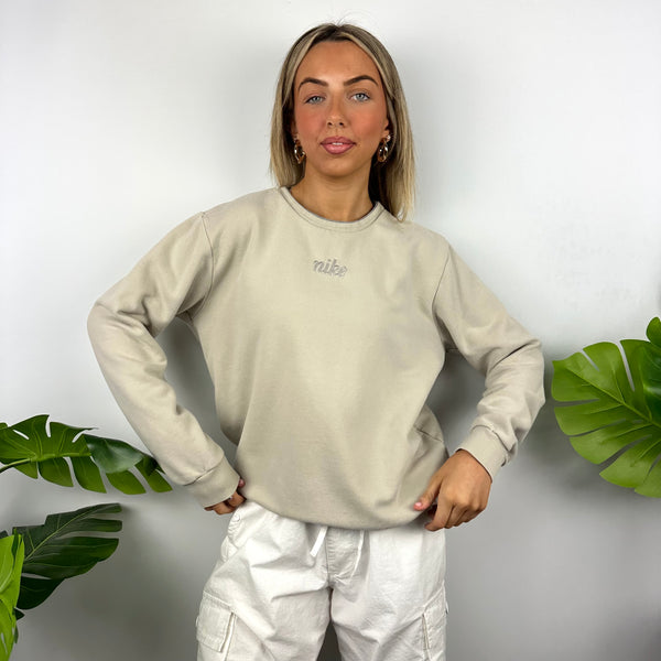 Nike Cream Embroidered Spell Out Sweatshirt (M)