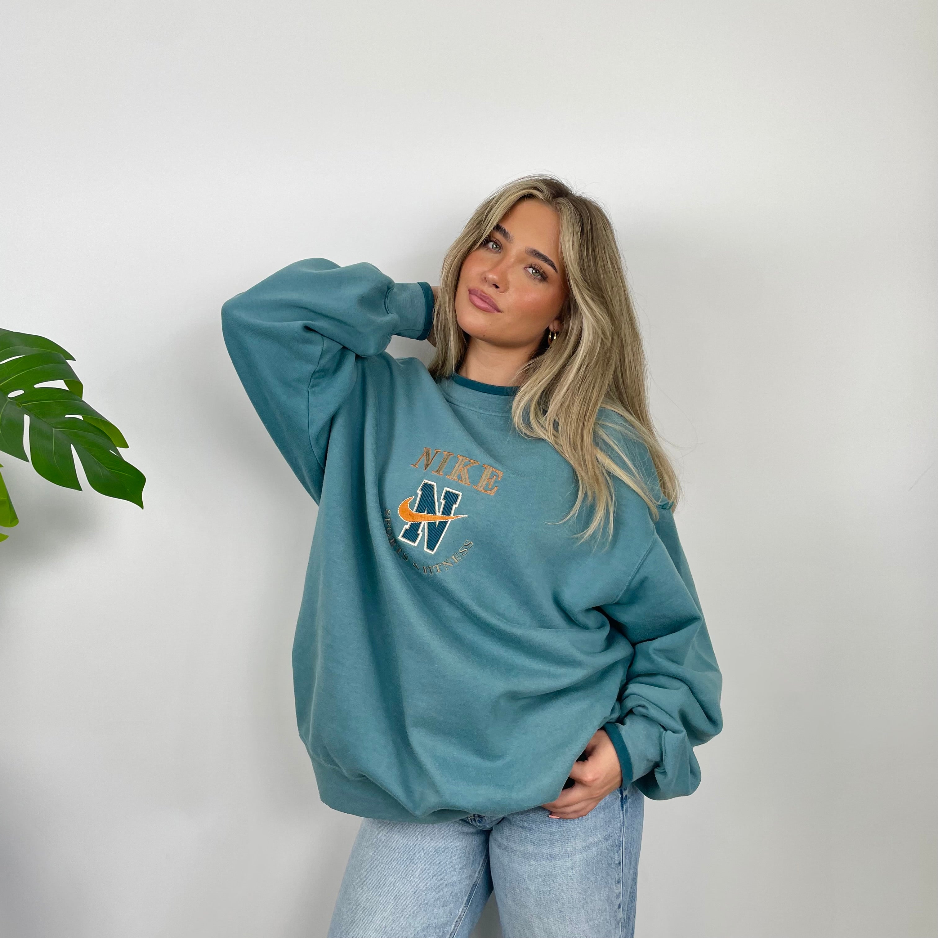 Nike Green Embroidered Swoosh Sweatshirt (XL)