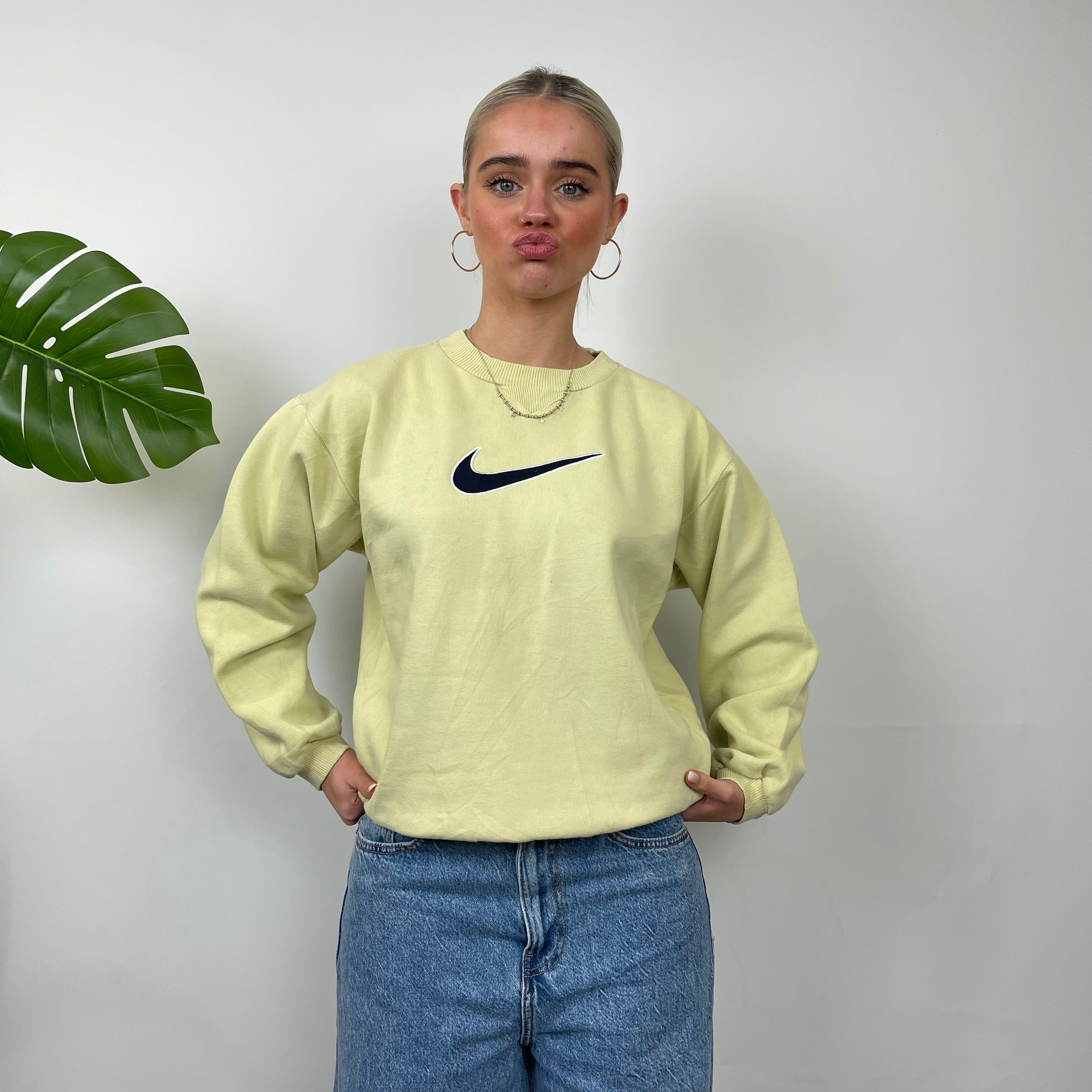 Nike Lime Embroidered Swoosh Sweatshirt (S)