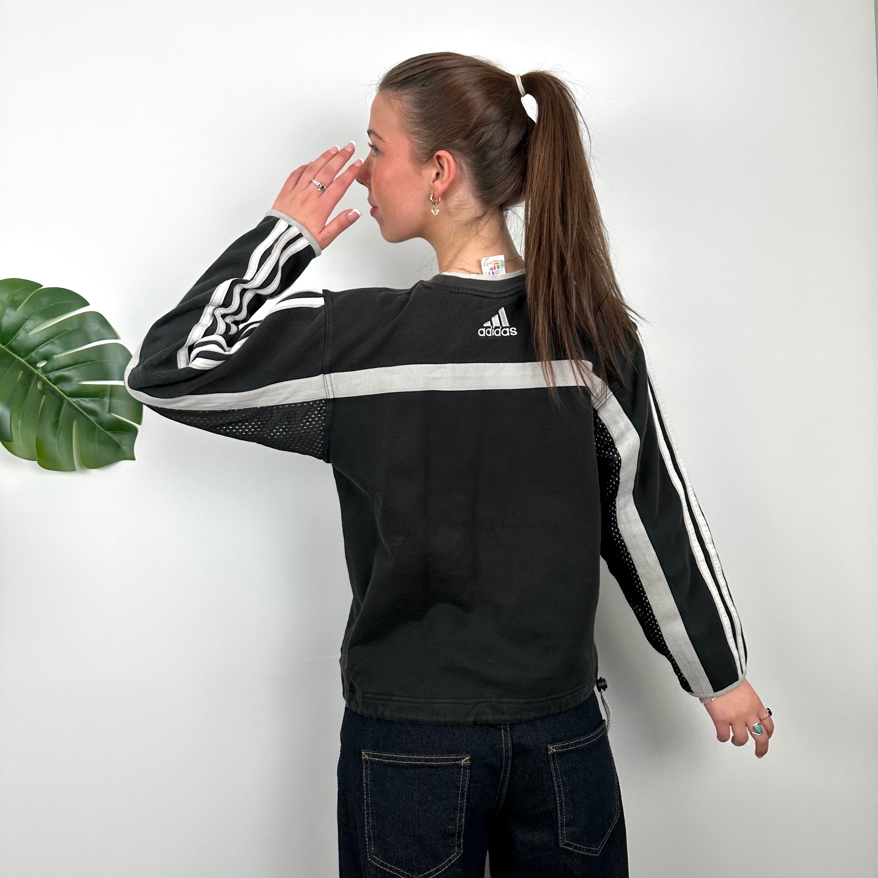 Adidas Black Embroidered Spell Out Sweatshirt (S)