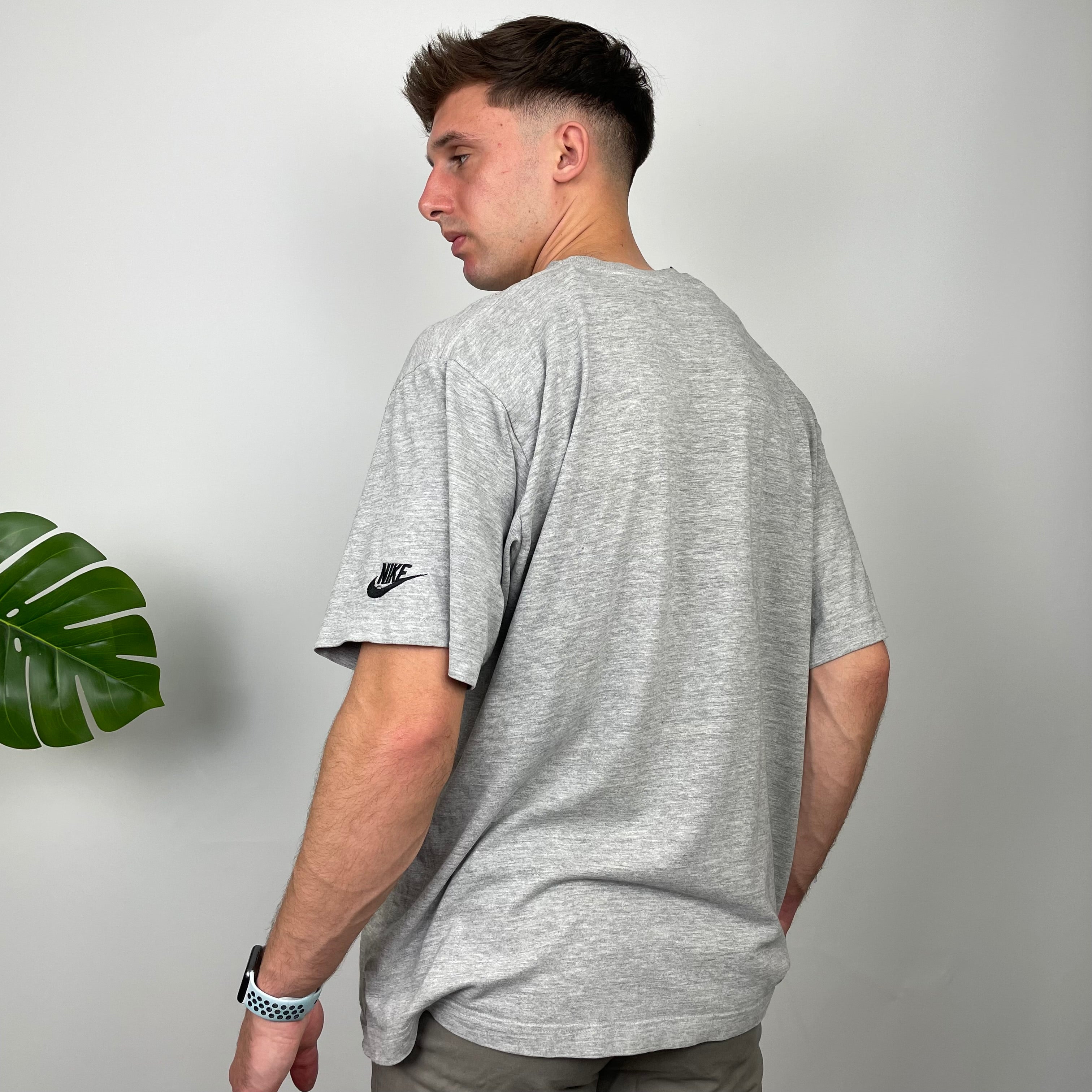 Nike Grey Embroidered Swoosh T Shirt (M)