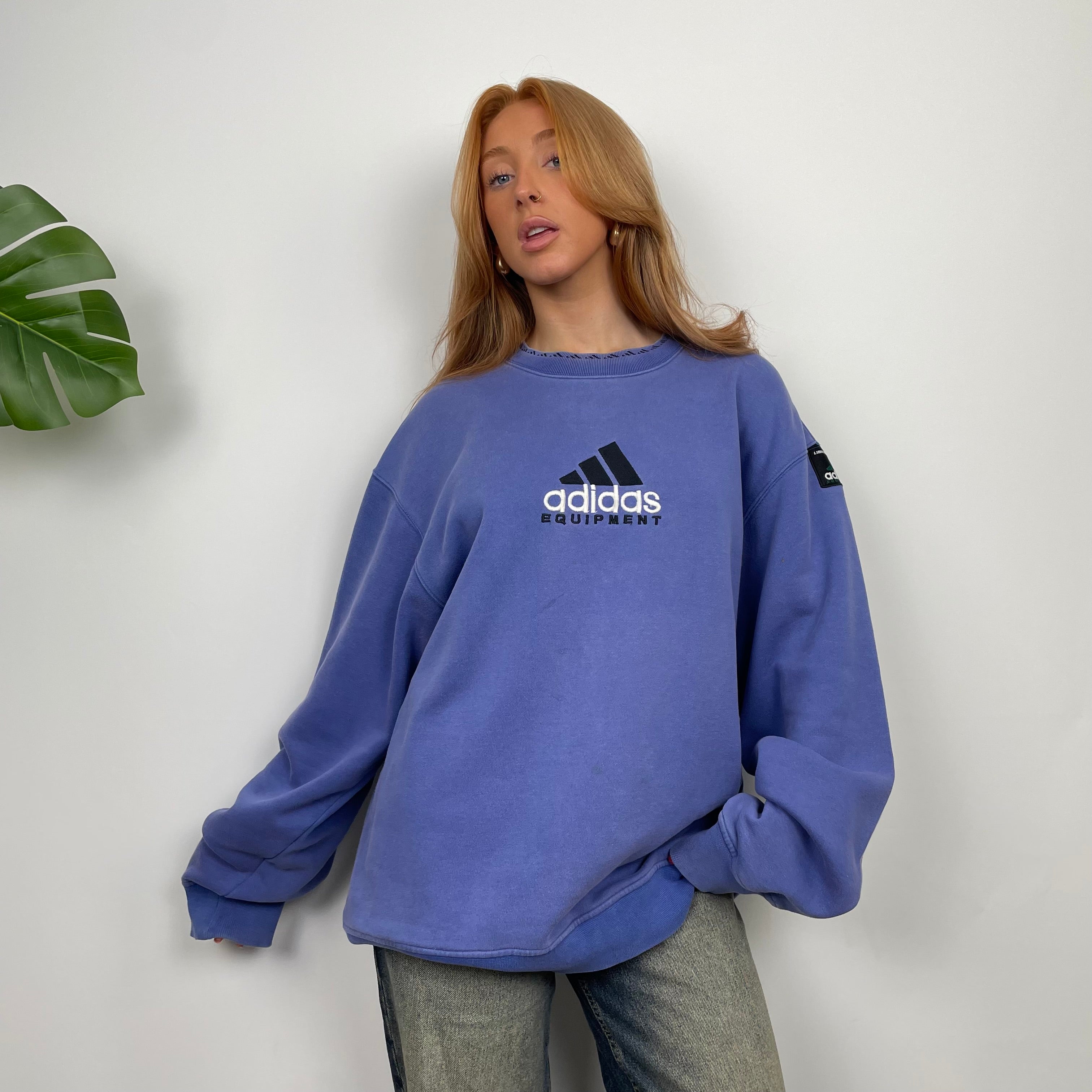 Adidas Equipment Blue Embroidered Spell Out Sweatshirt (L)