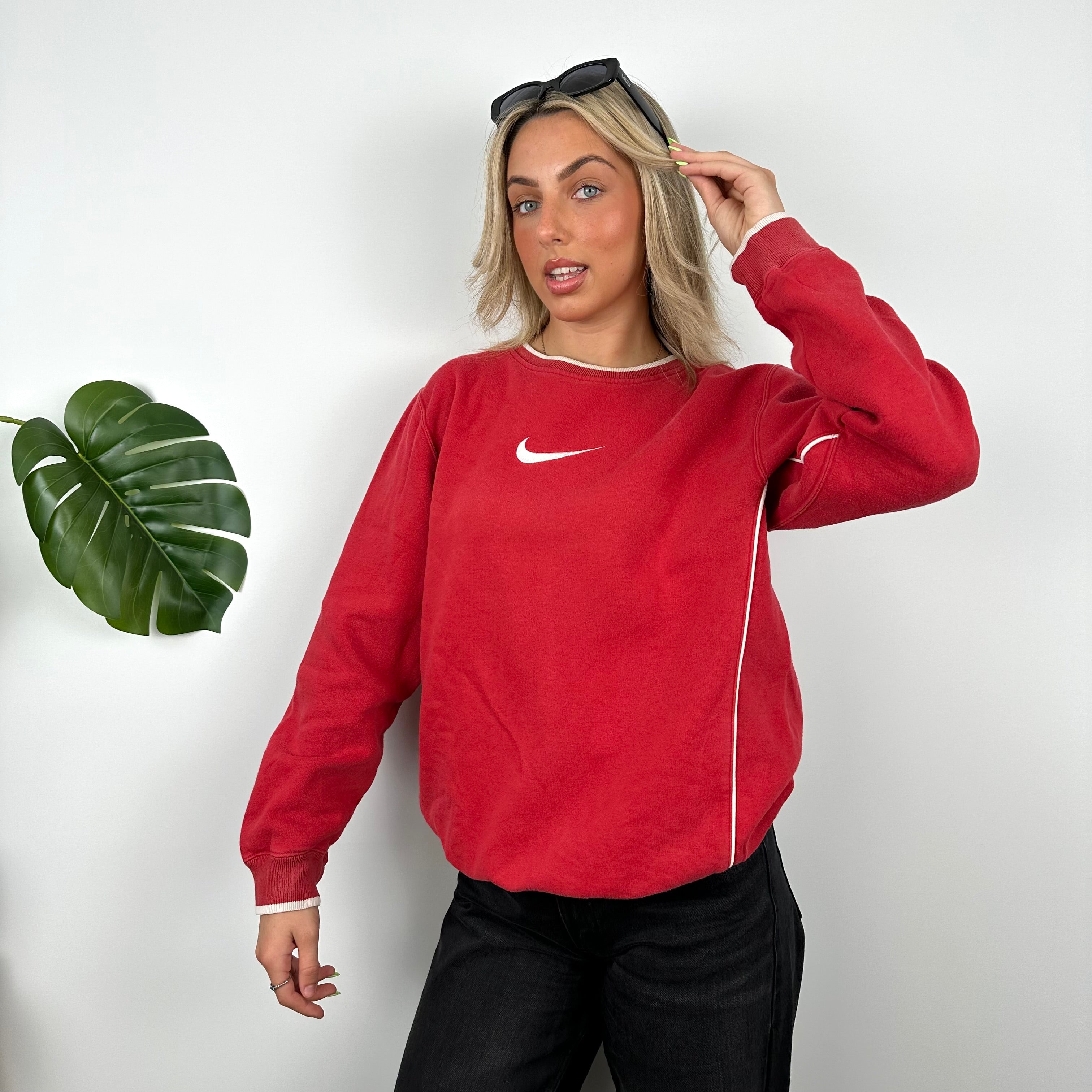 Nike Red Embroidered Swoosh Sweatshirt (M)