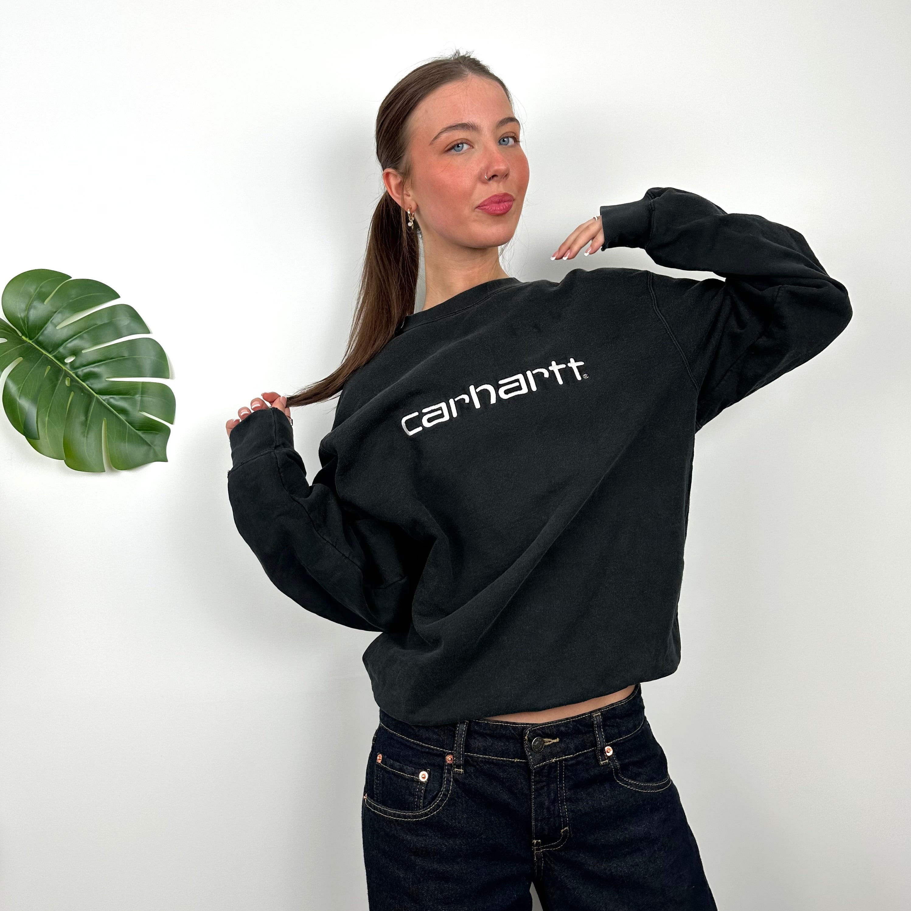 Carhartt Black Embroidered Spell Out Sweatshirt (M)