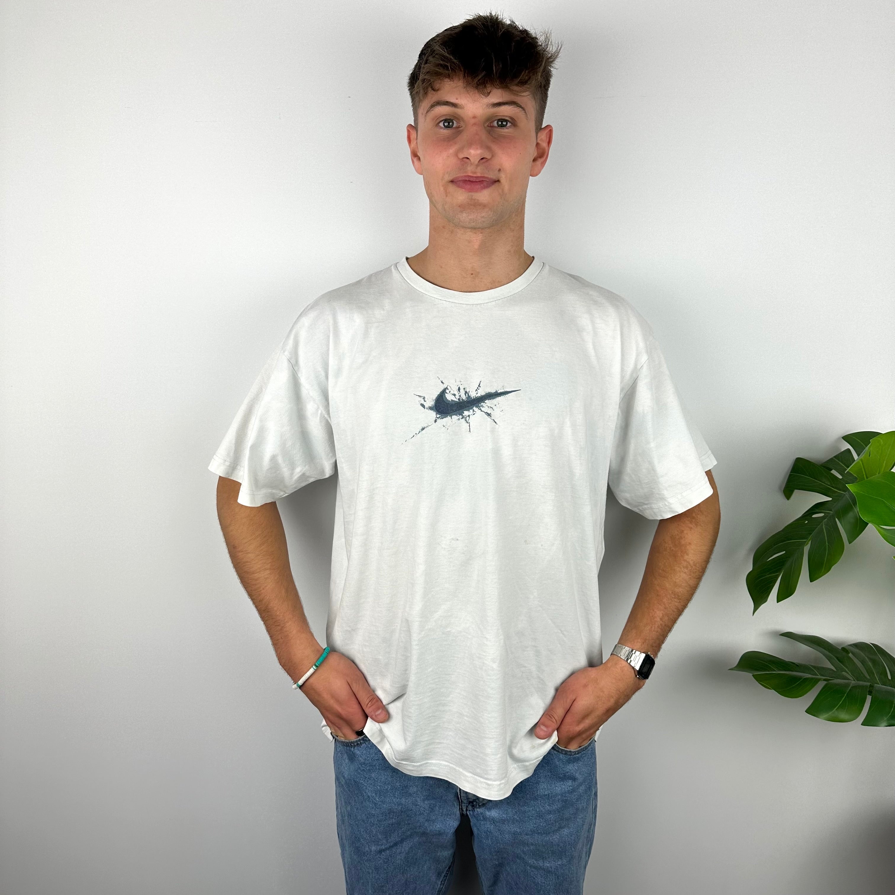 Nike RARE White Swoosh T Shirt (XXL)