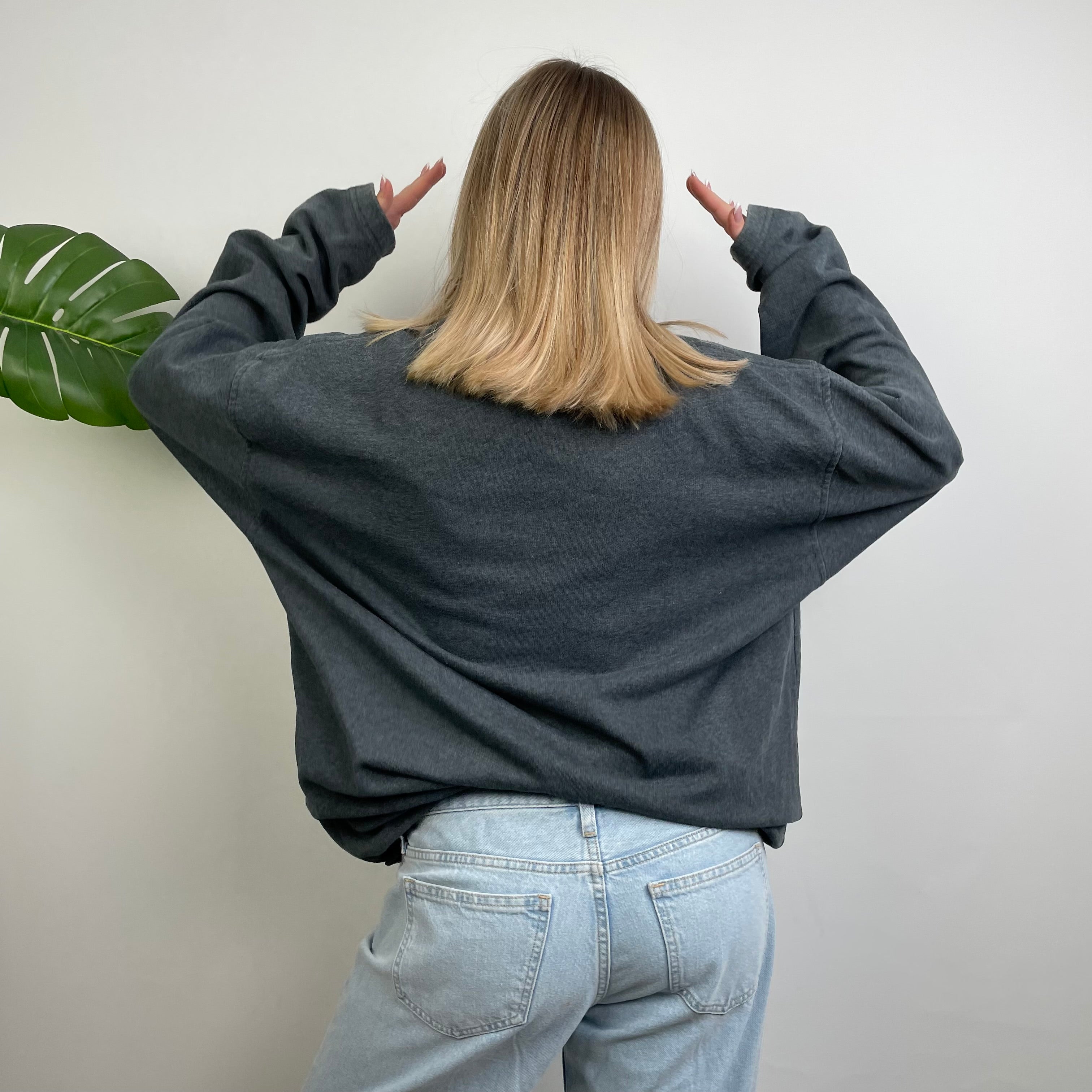 Nike Grey Embroidered Spell Out Sweatshirt (XL)