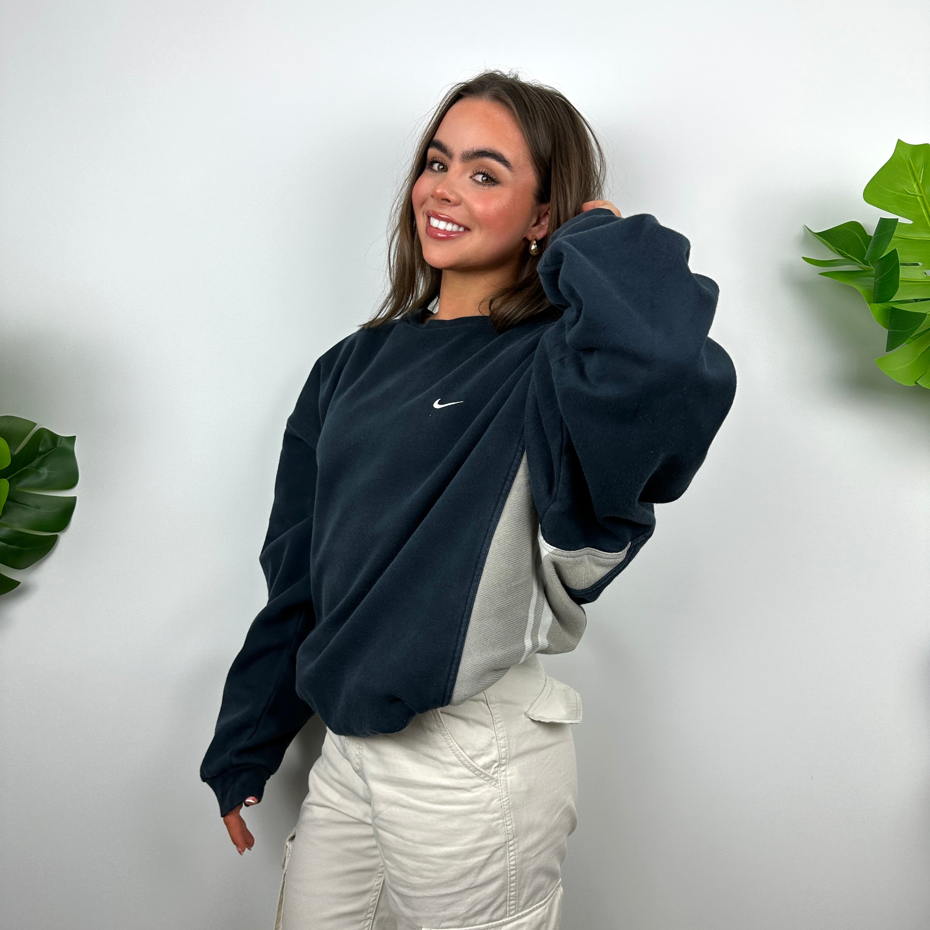 Nike Navy Embroidered Swoosh Sweatshirt (XL)