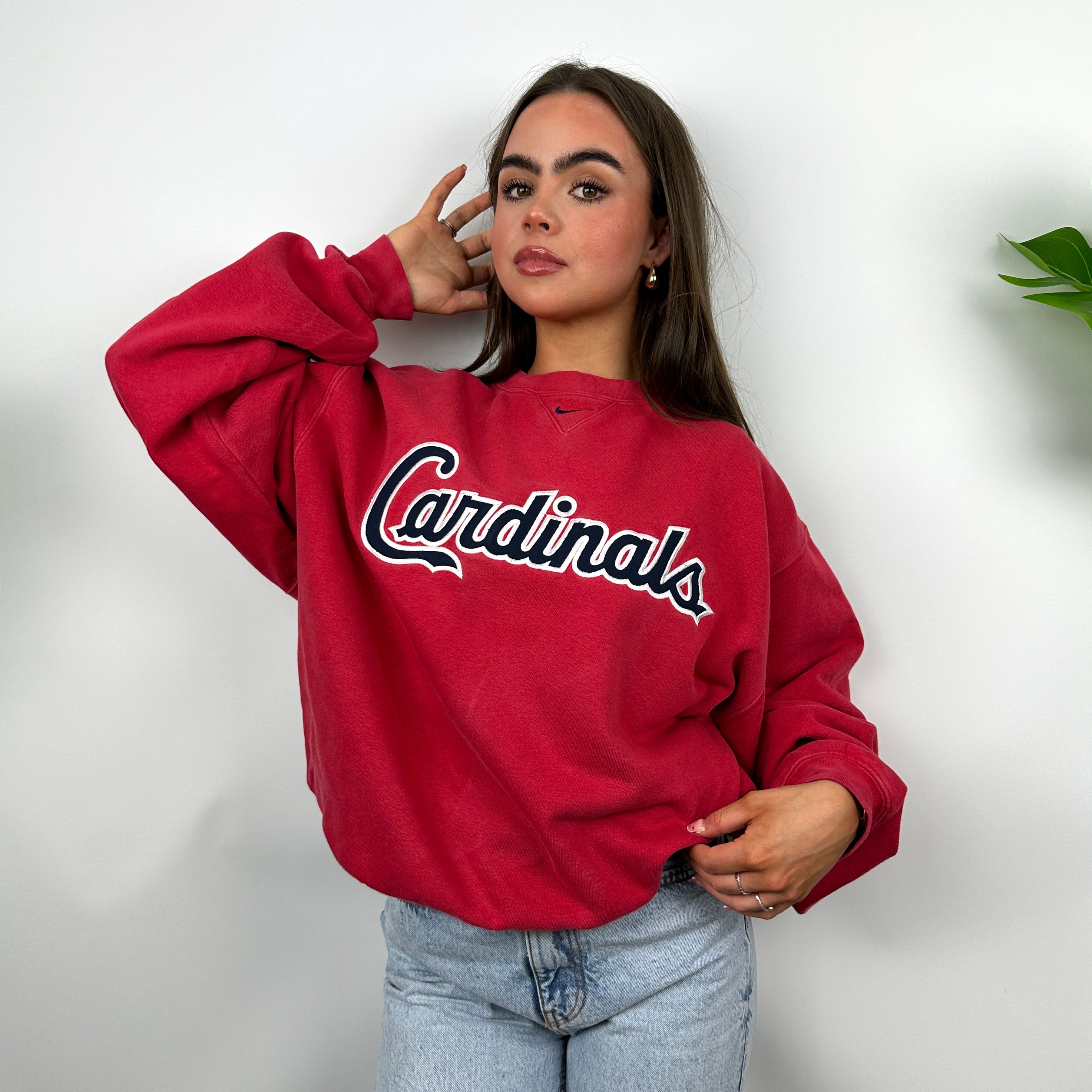 Nike x Cardinals Red Embroidered Spell Out Sweatshirt