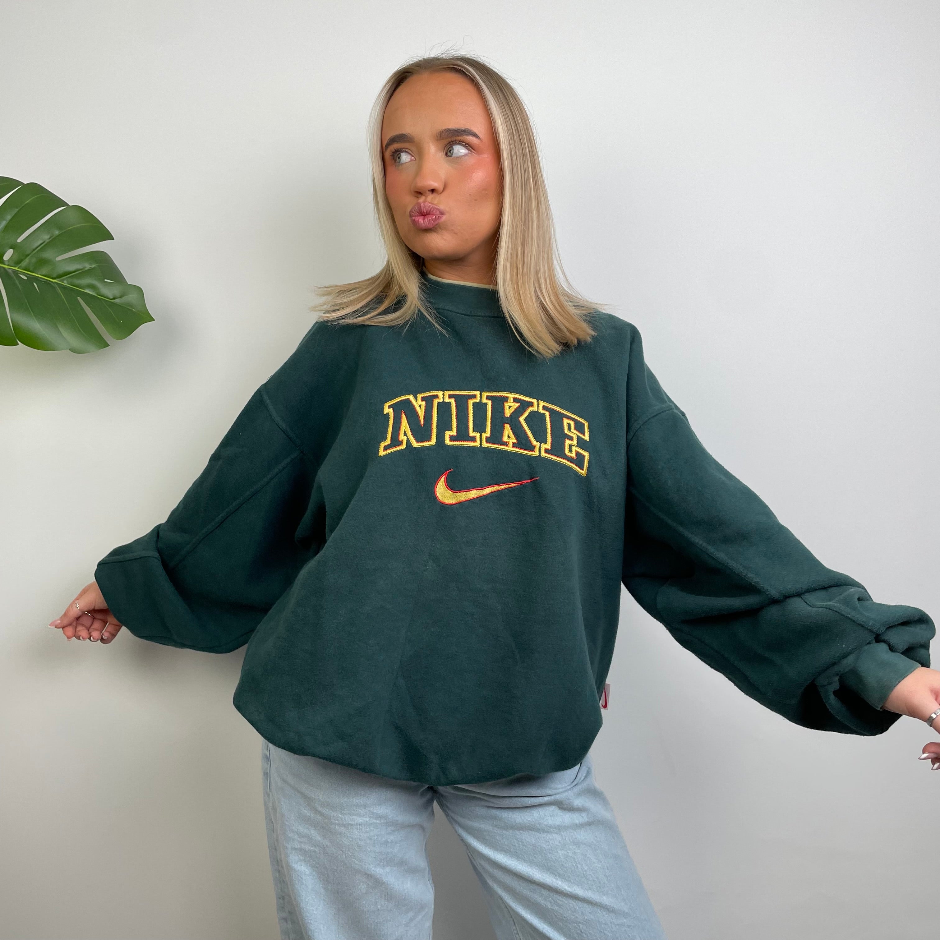 Nike Green Embroidered Spell Out Sweatshirt (L)