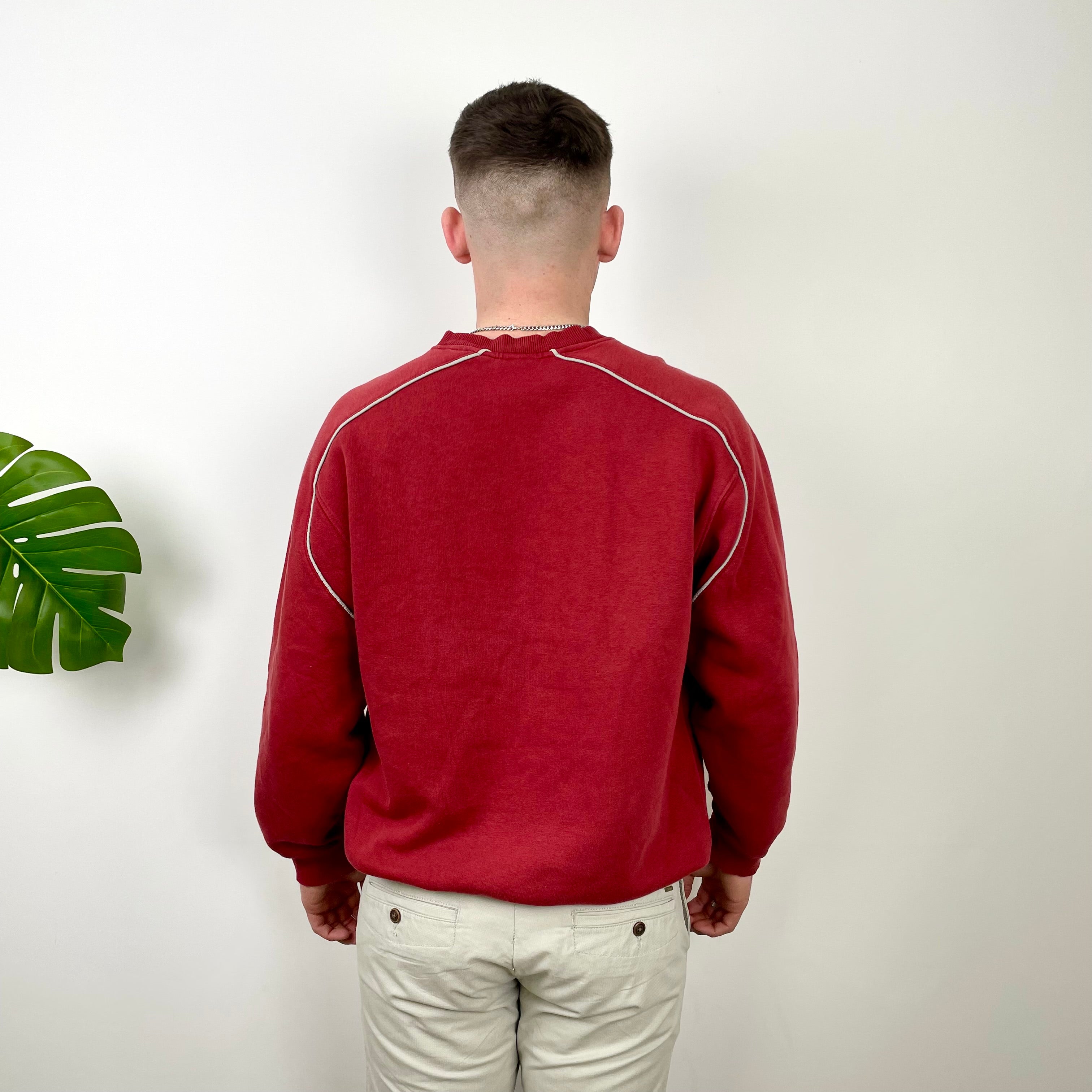 Adidas Red Embroidered Spell Out Sweatshirt (L)