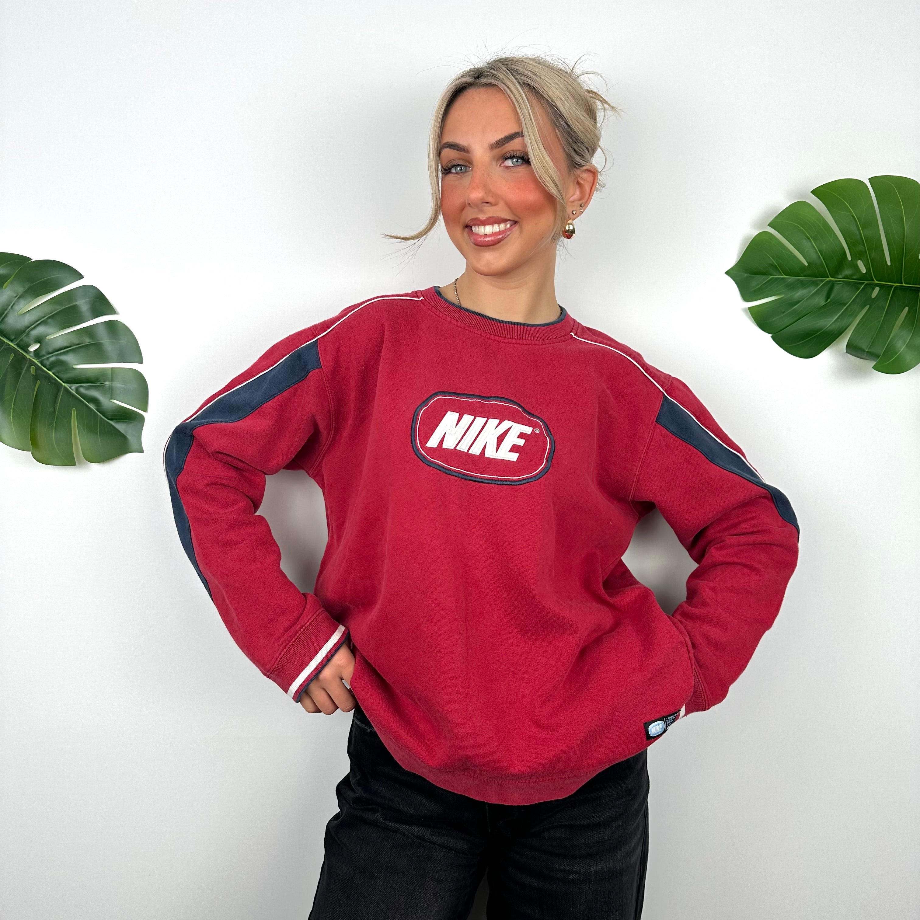 Nike Red Embroidered Spell Out Sweatshirt (M)