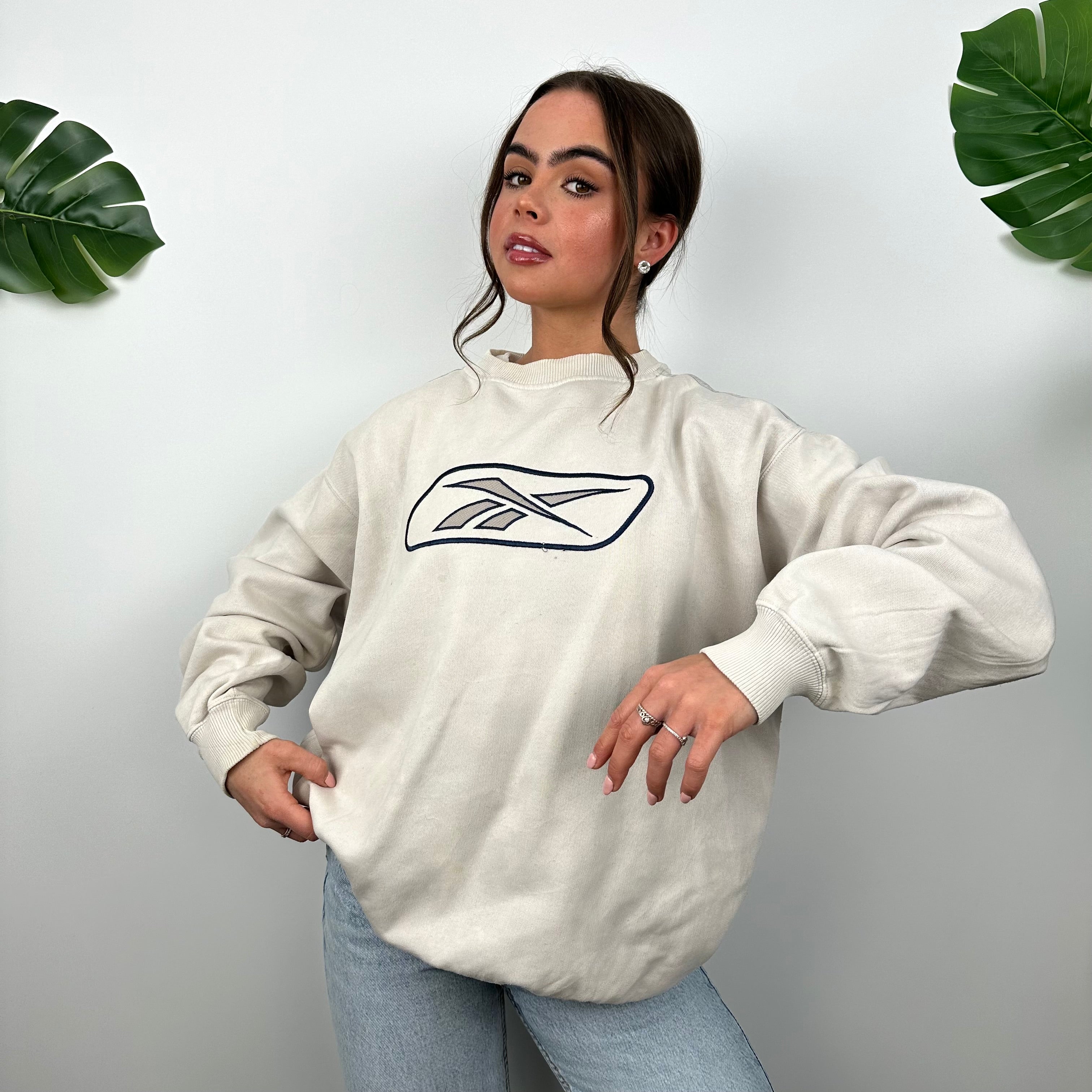 Reebok Cream Embroidered Logo Sweatshirt (M)