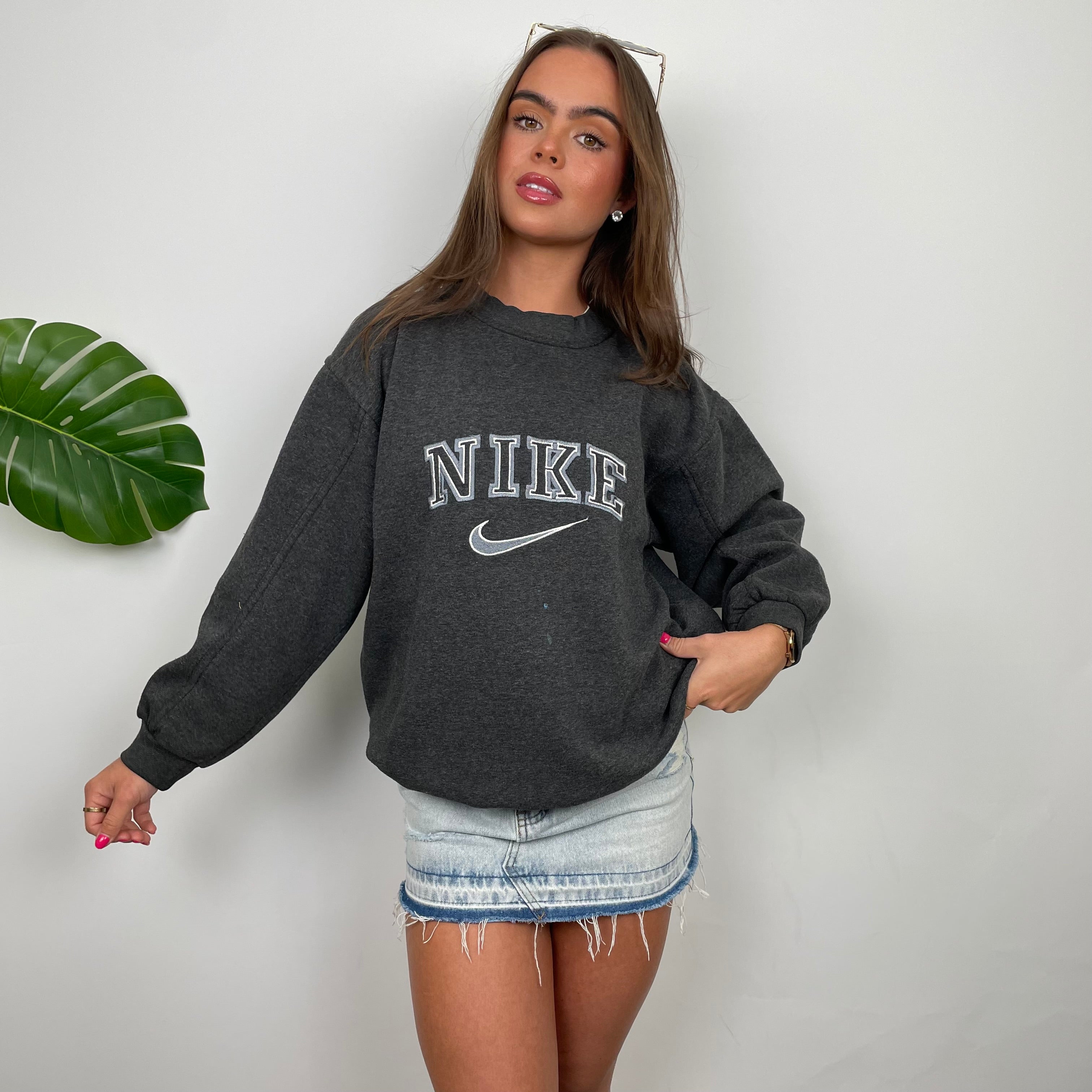 Nike Grey Embroidered Spell Out Sweatshirt (S)