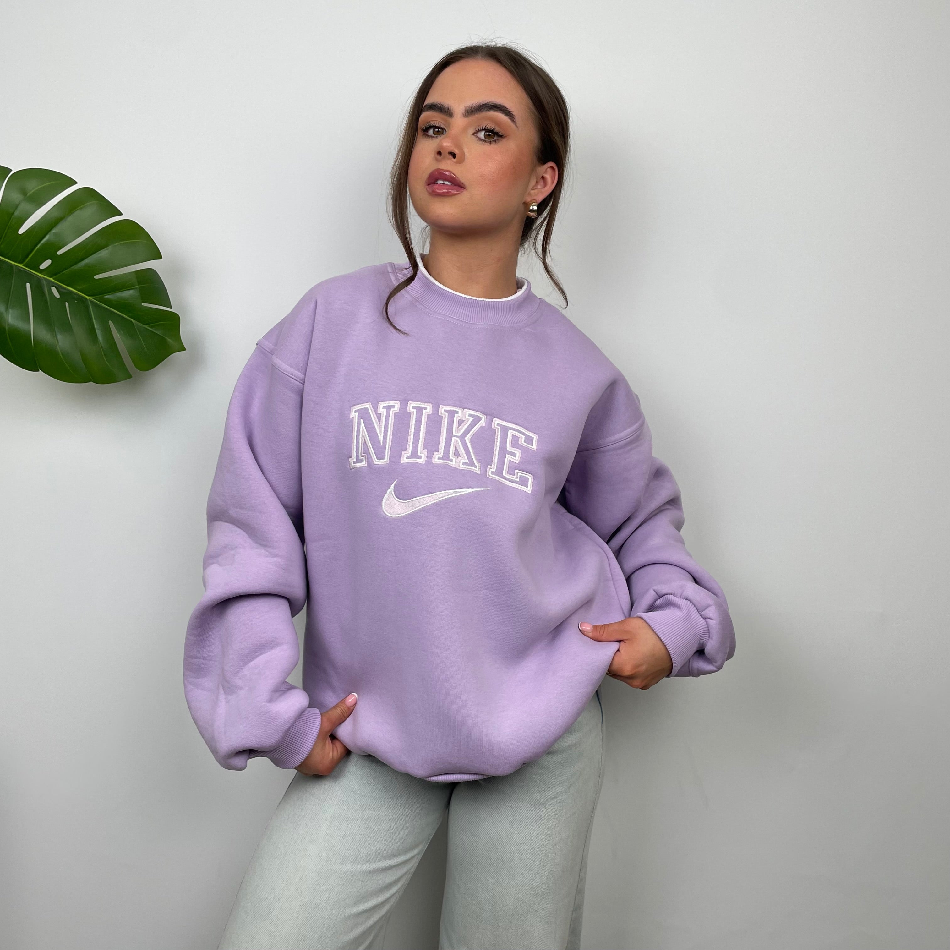 Nike Lilac Embroidered Spell Out Sweatshirt S Jamie Online Vintage