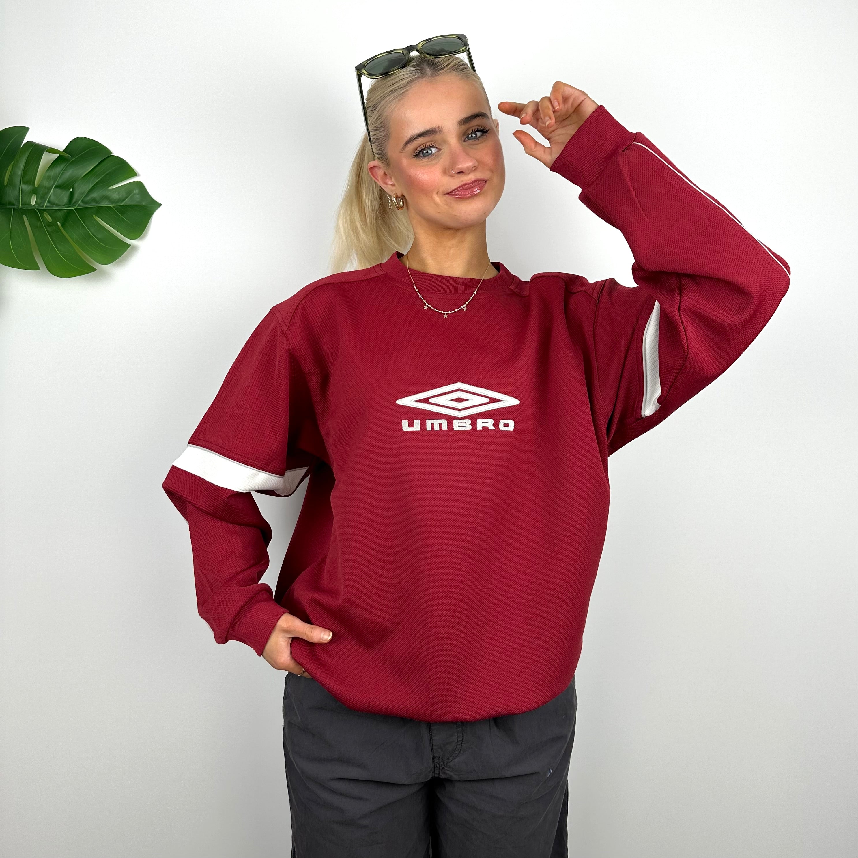 Umbro Red Embroidered Spell Out Sweatshirt (M)