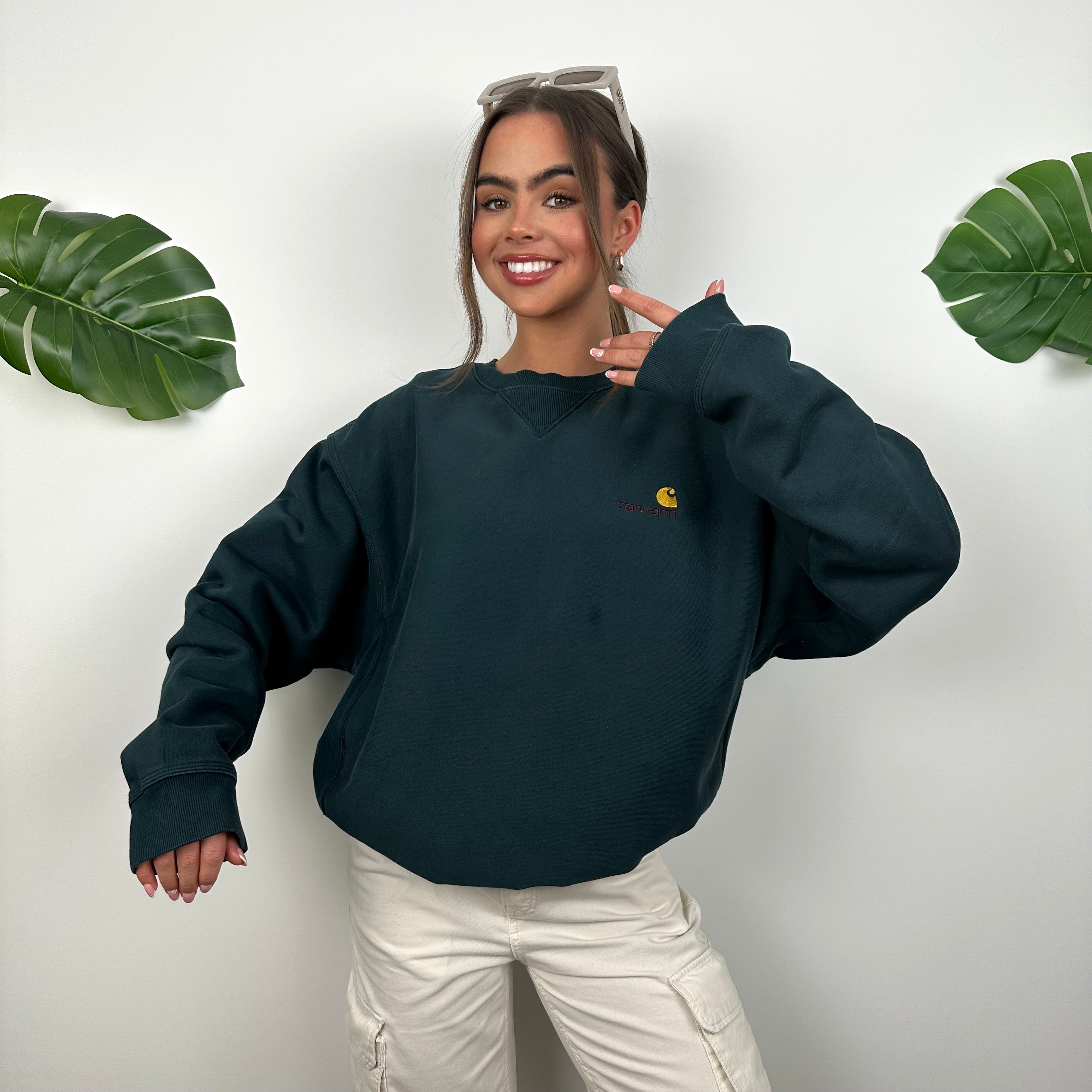 Carhartt Green Embroidered Spell Out Sweatshirt (L)