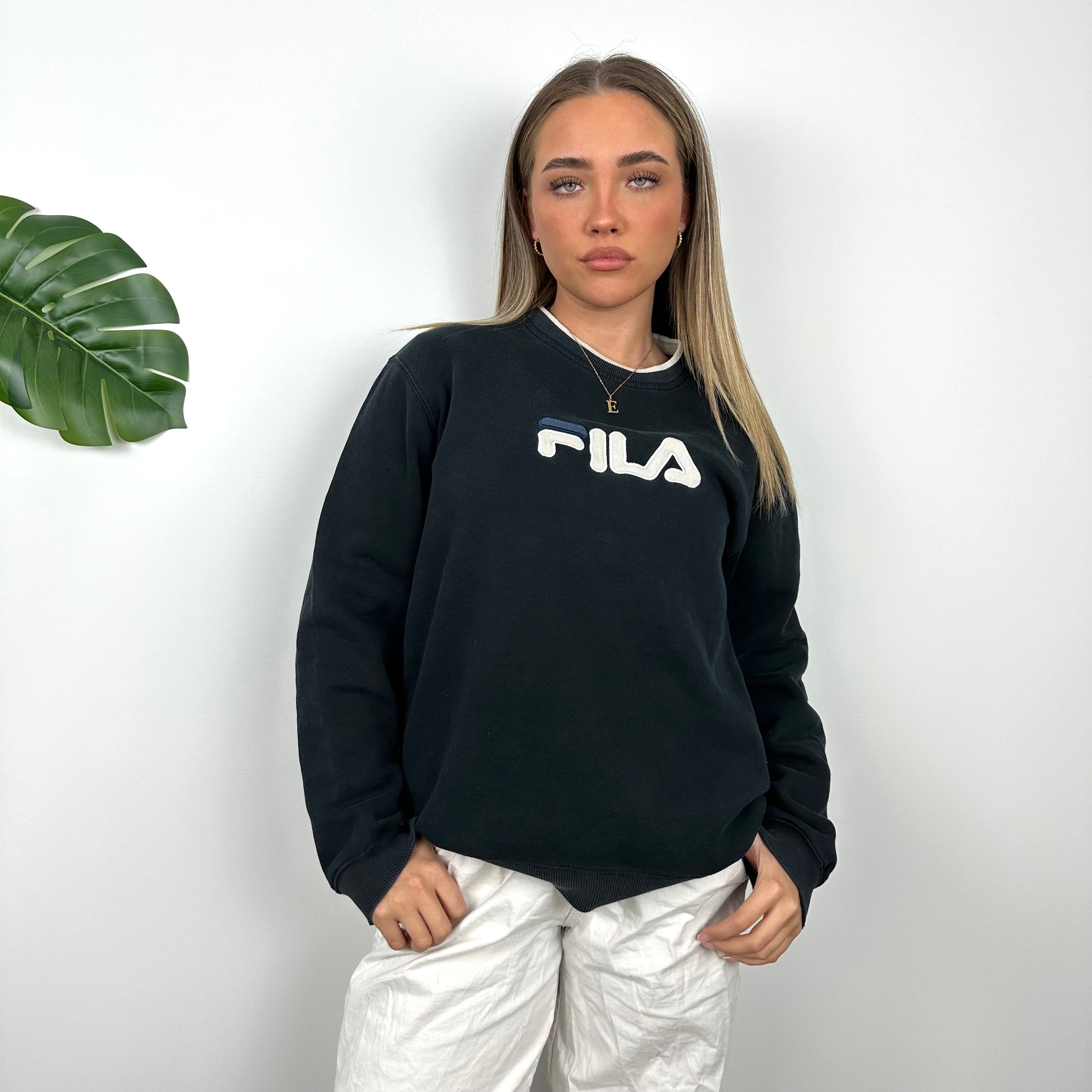 FILA Navy Embroidered Spell Out Sweatshirt (S)