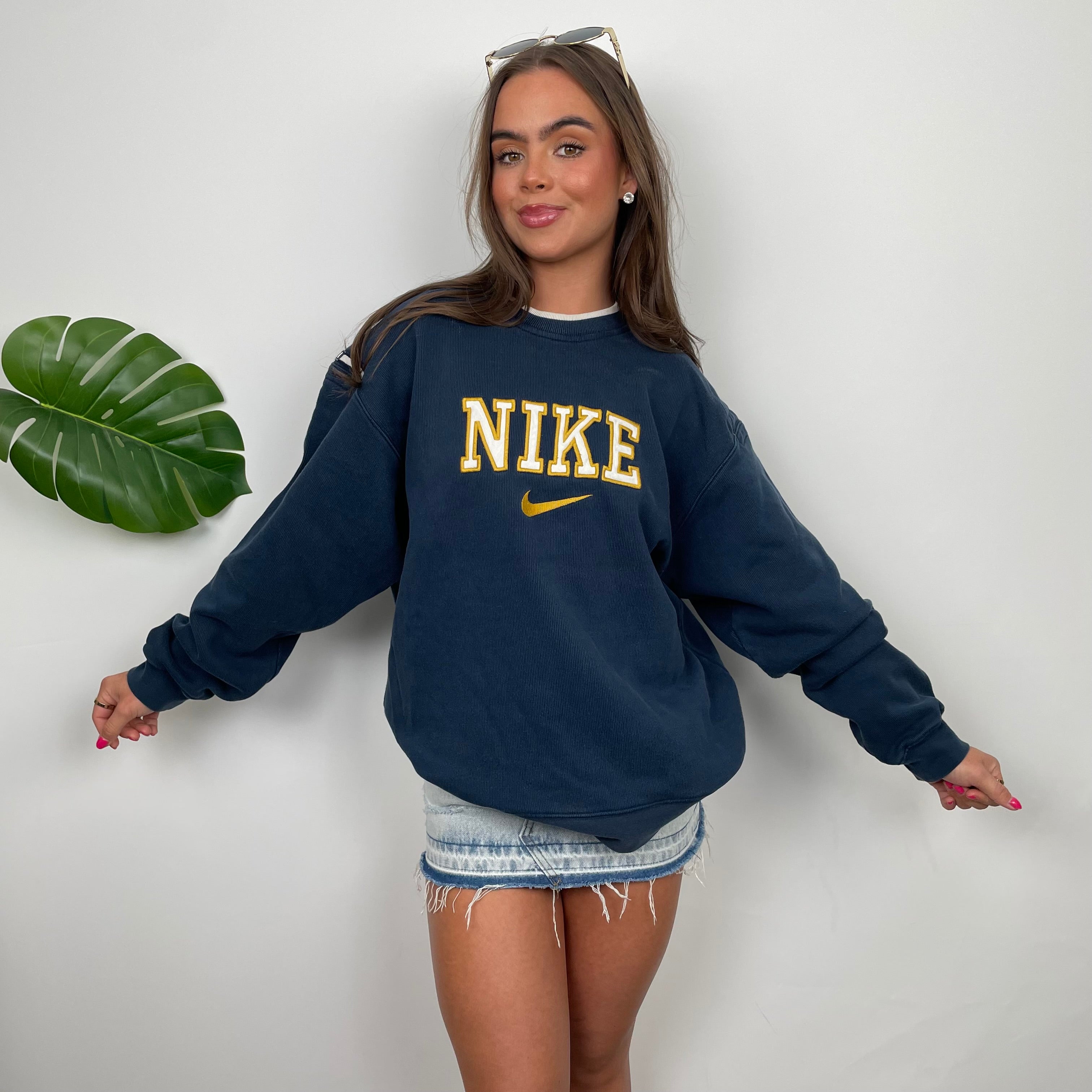 Nike Navy Embroidered Spell Out Sweatshirt (M)