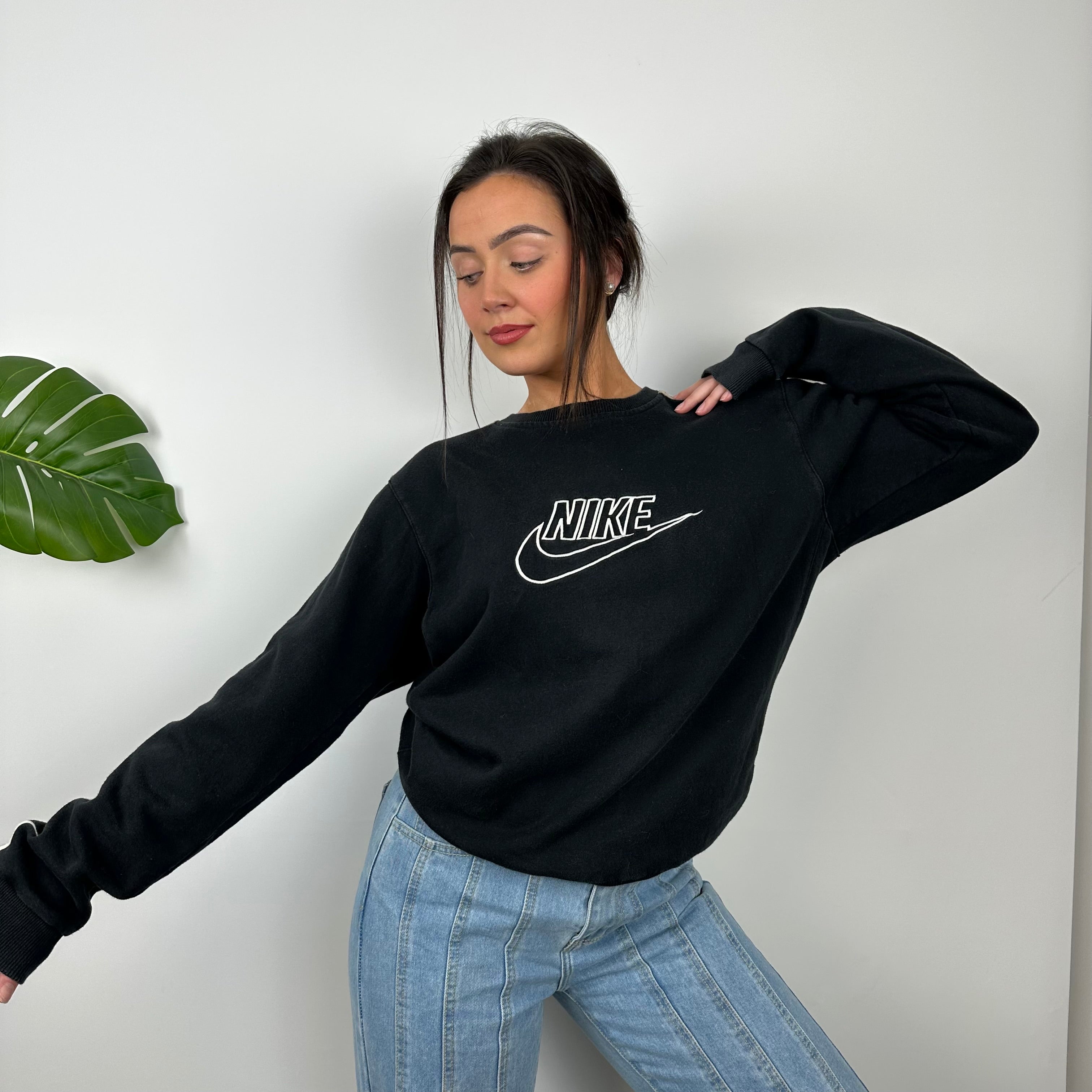 Nike RARE Black Embroidered Spell Out Sweatshirt (M)