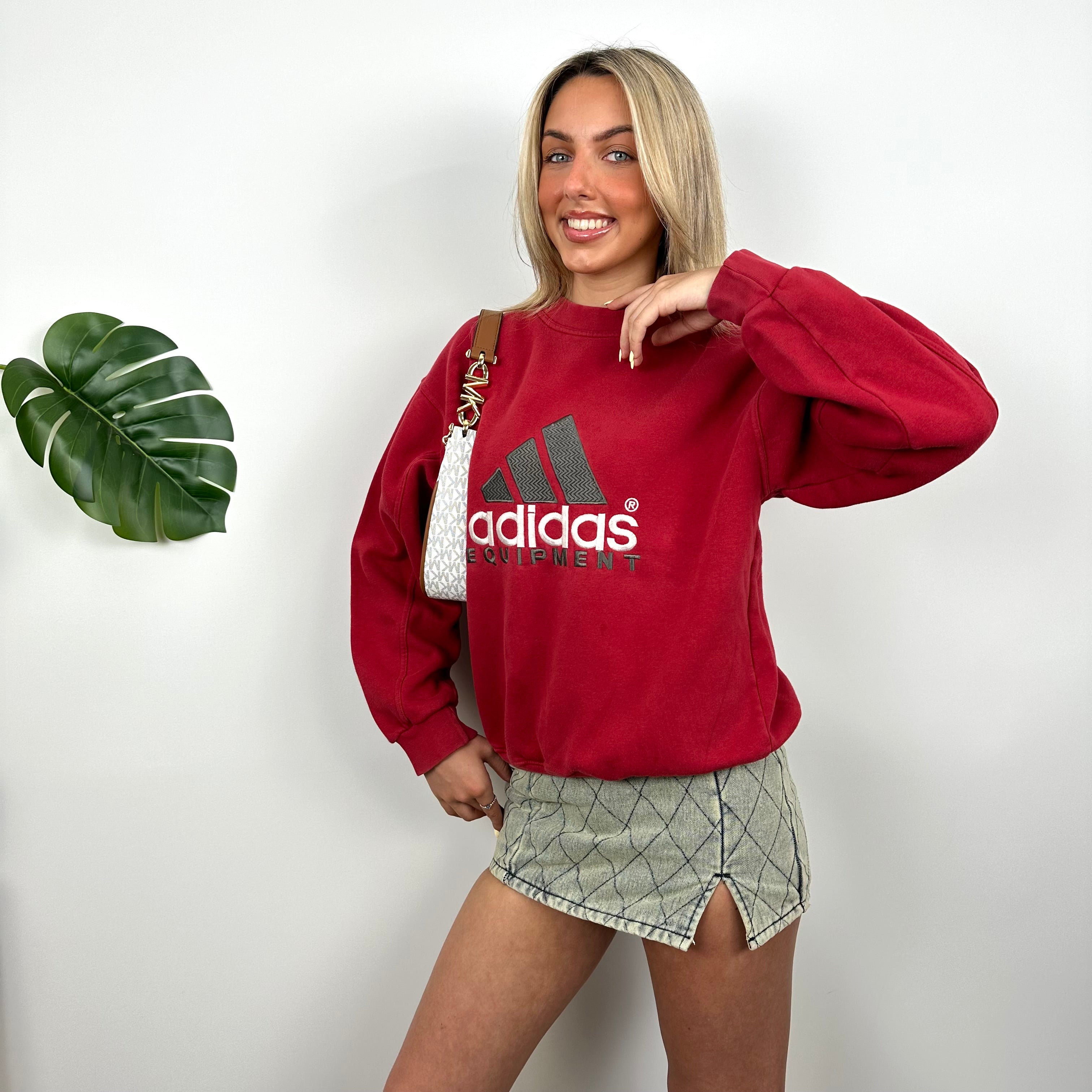 Adidas Equipment RARE Red Embroidered Spell Out Sweatshirt (M)