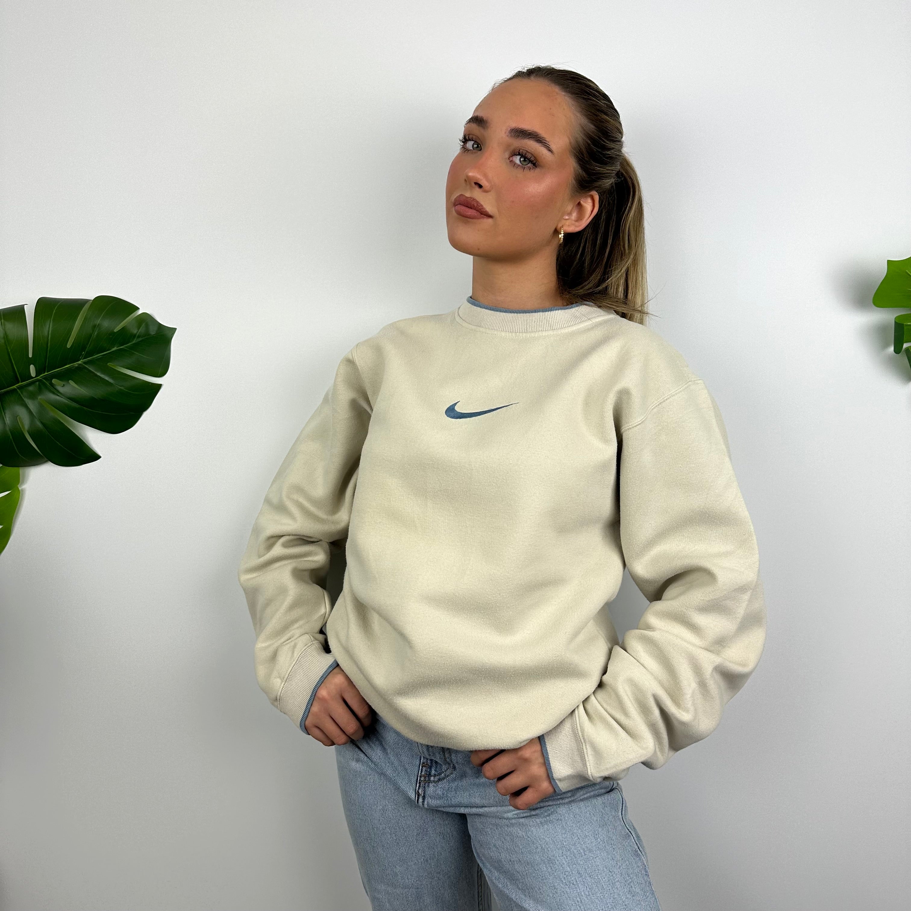 Nike RARE Cream Embroidered Swoosh Sweatshirt (M)